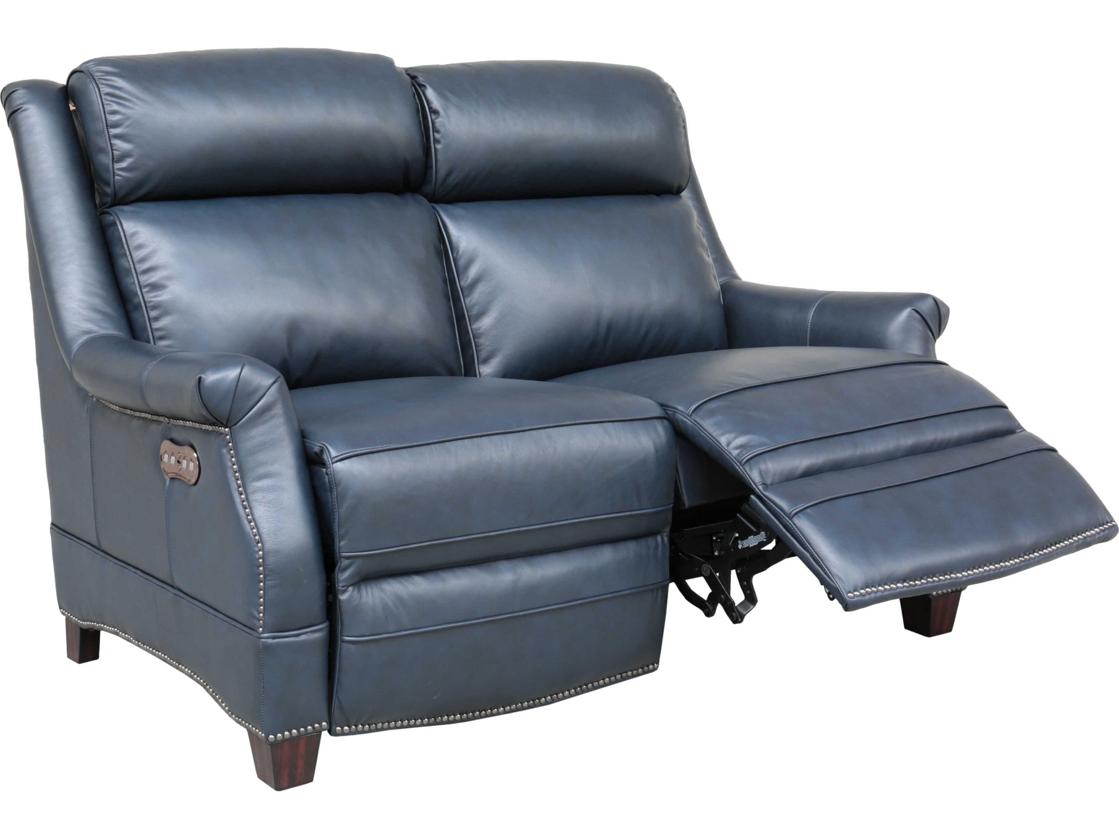 Barcalounger Vintage Warrendale Shoreham Blue Leather Loveseat