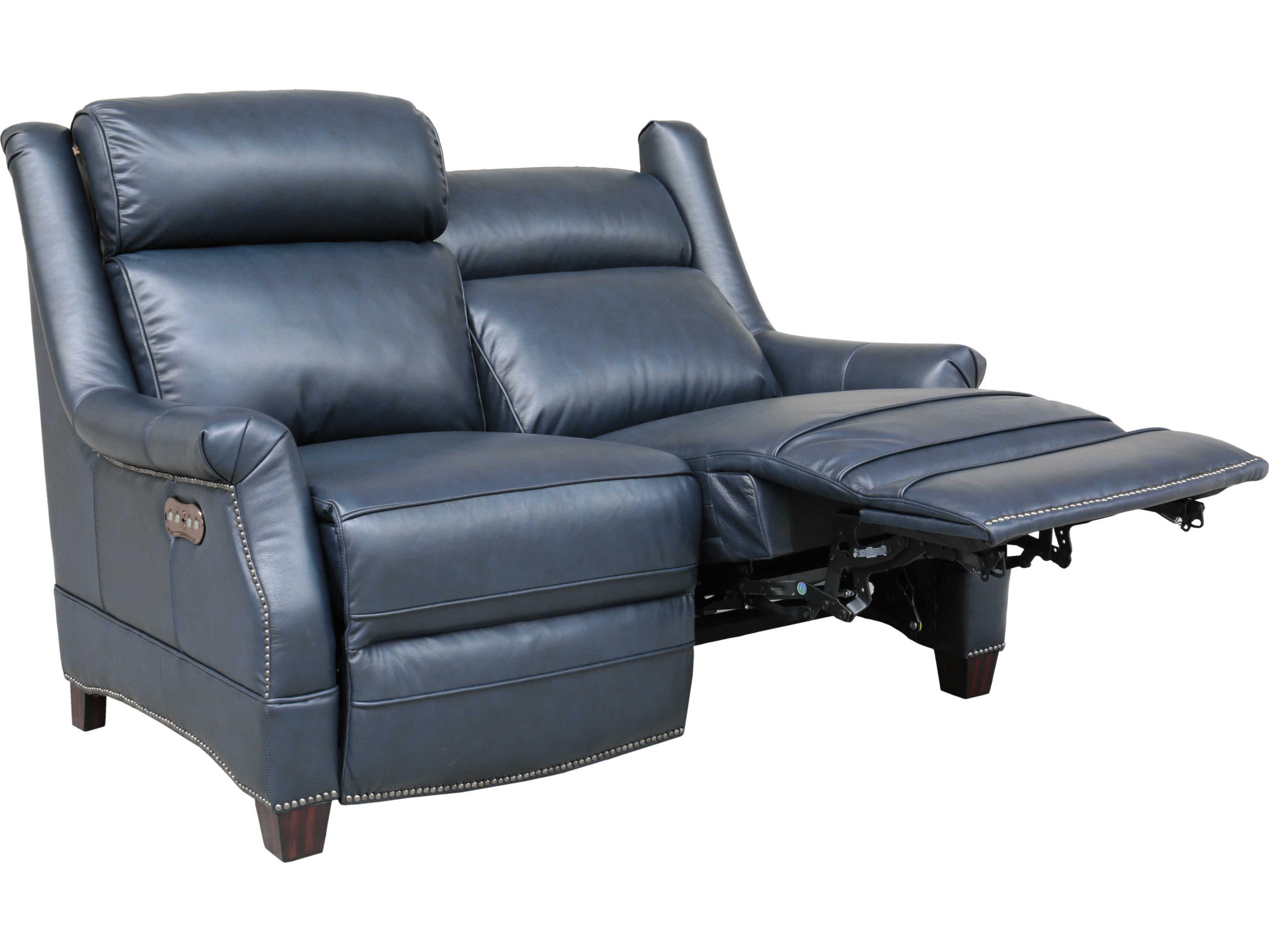 Barcalounger Vintage Warrendale Shoreham Blue Leather Loveseat