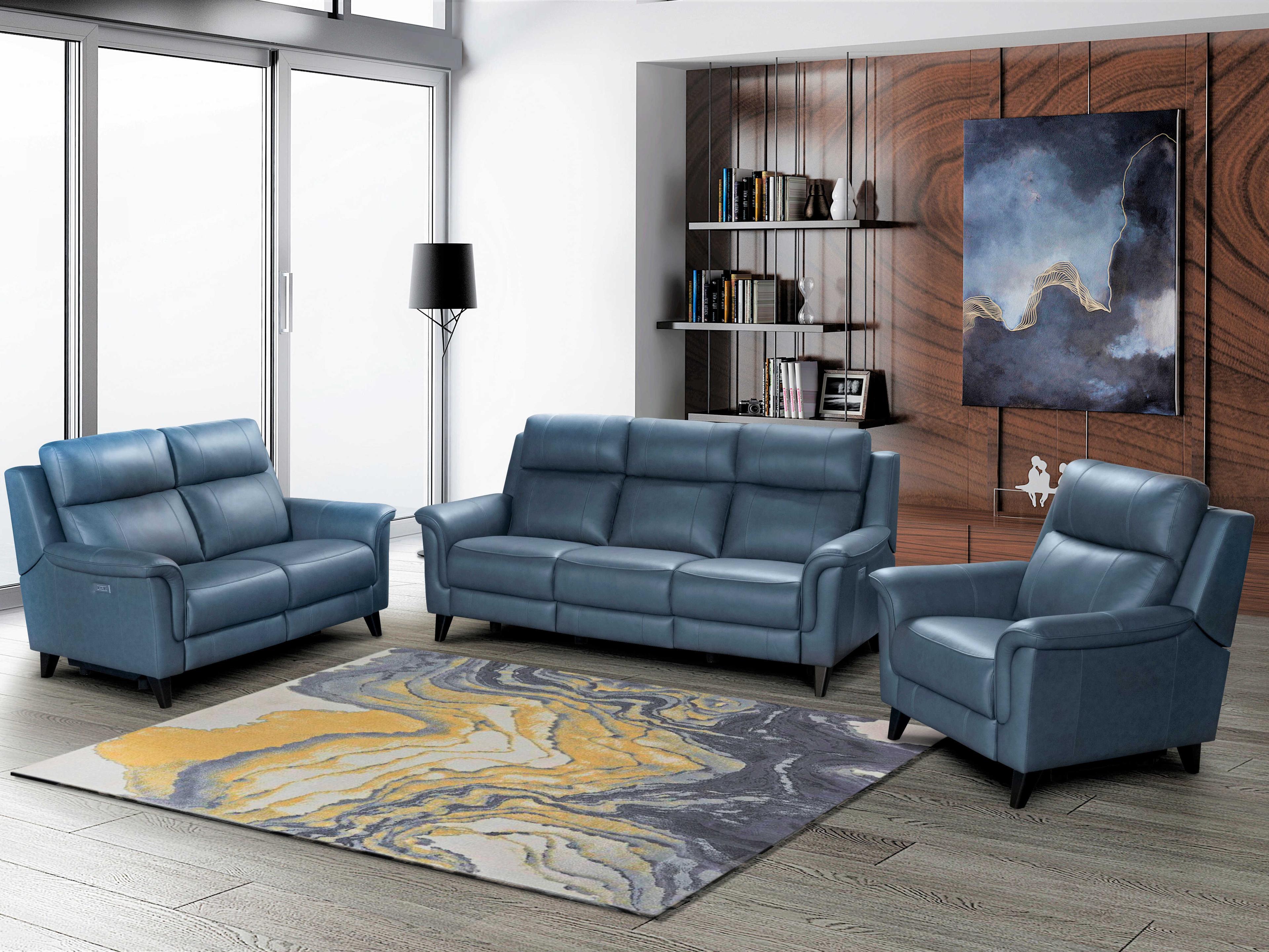Barcalounger Modern Expressions Kester Masen Bluegray Faux Leather Loveseat