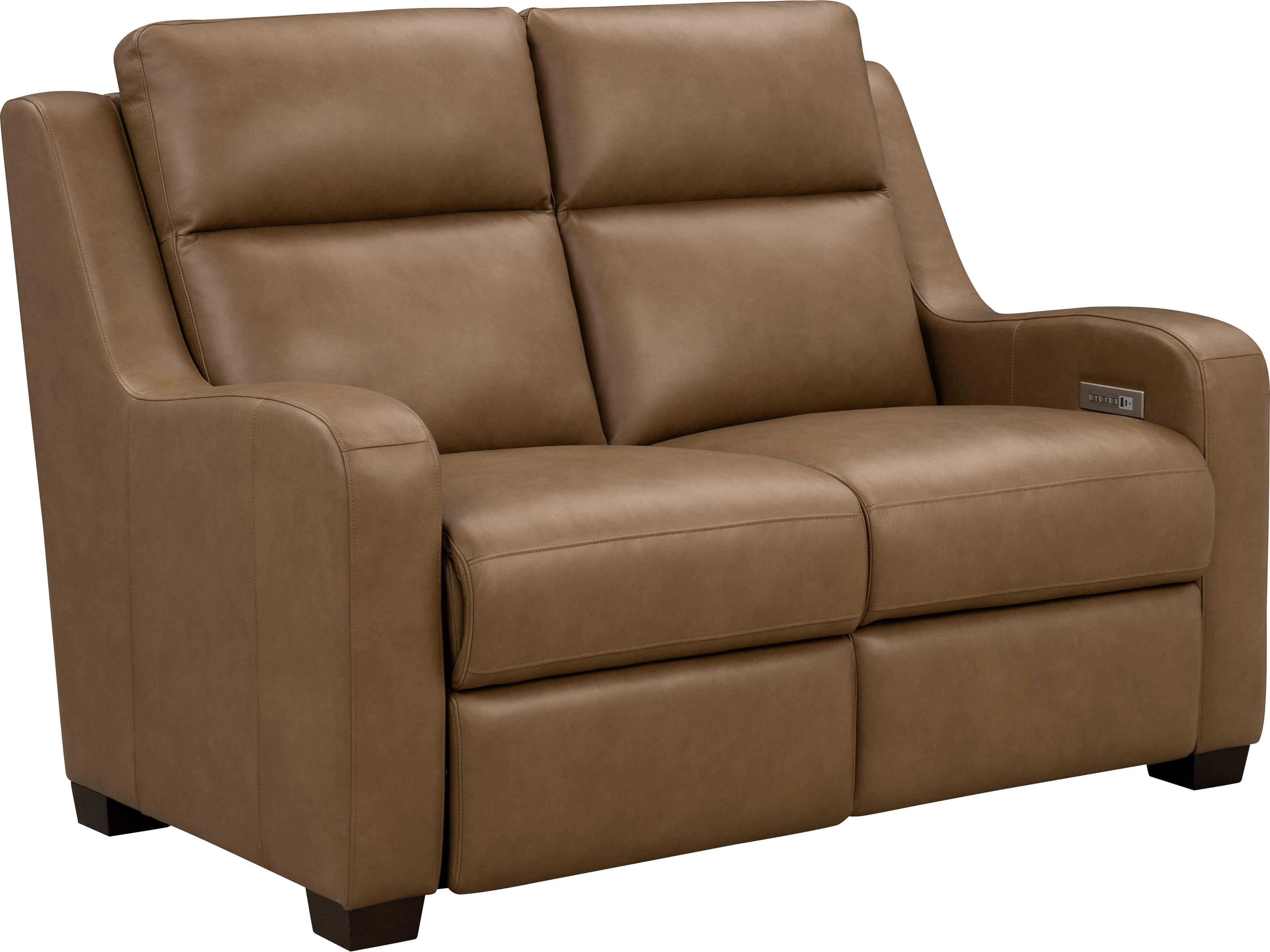 Barcalounger Vintage Ayden Hillwood Toffee Brown Leather Loveseat