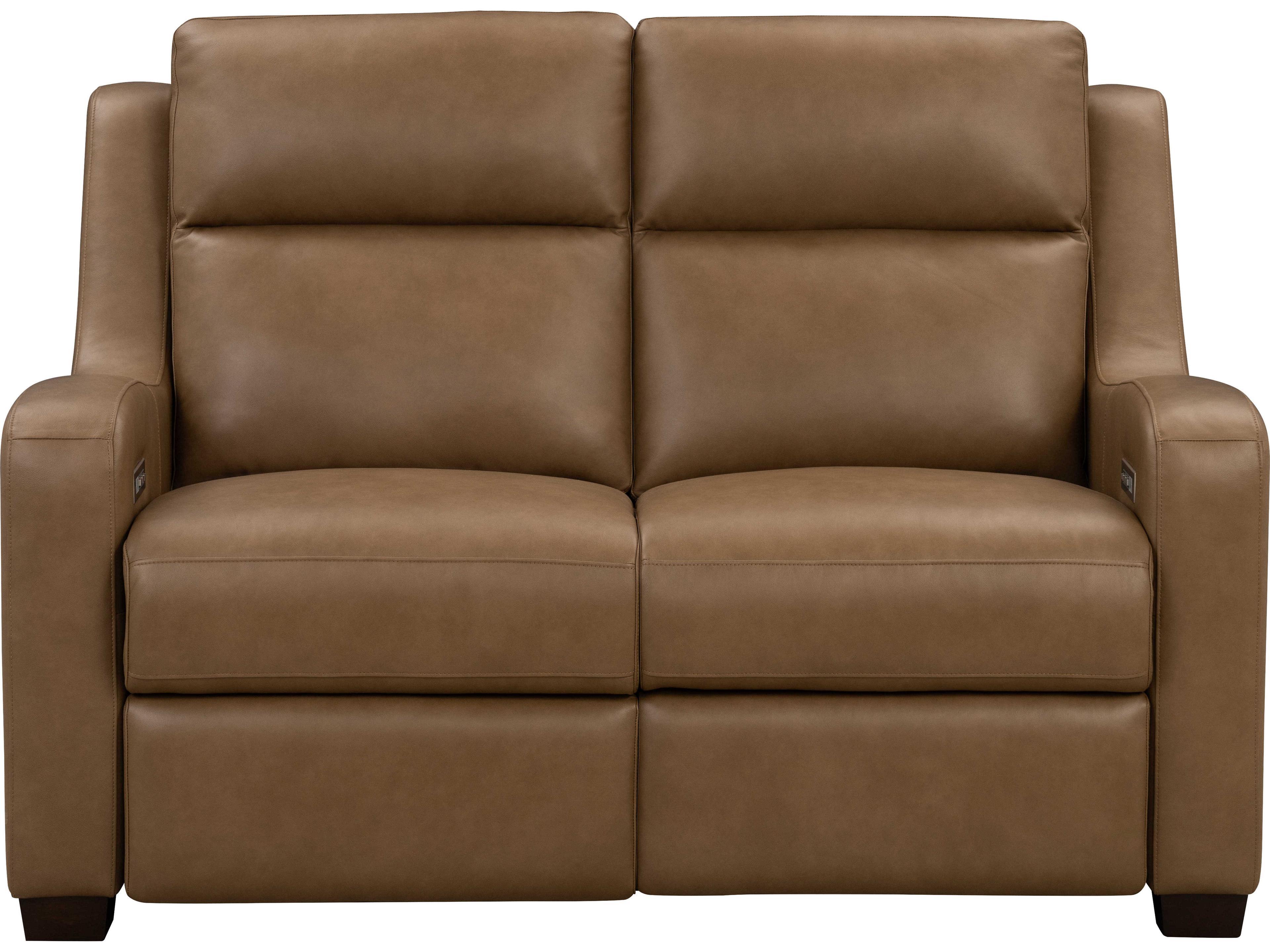 Barcalounger Vintage Ayden Hillwood Toffee Brown Leather Loveseat