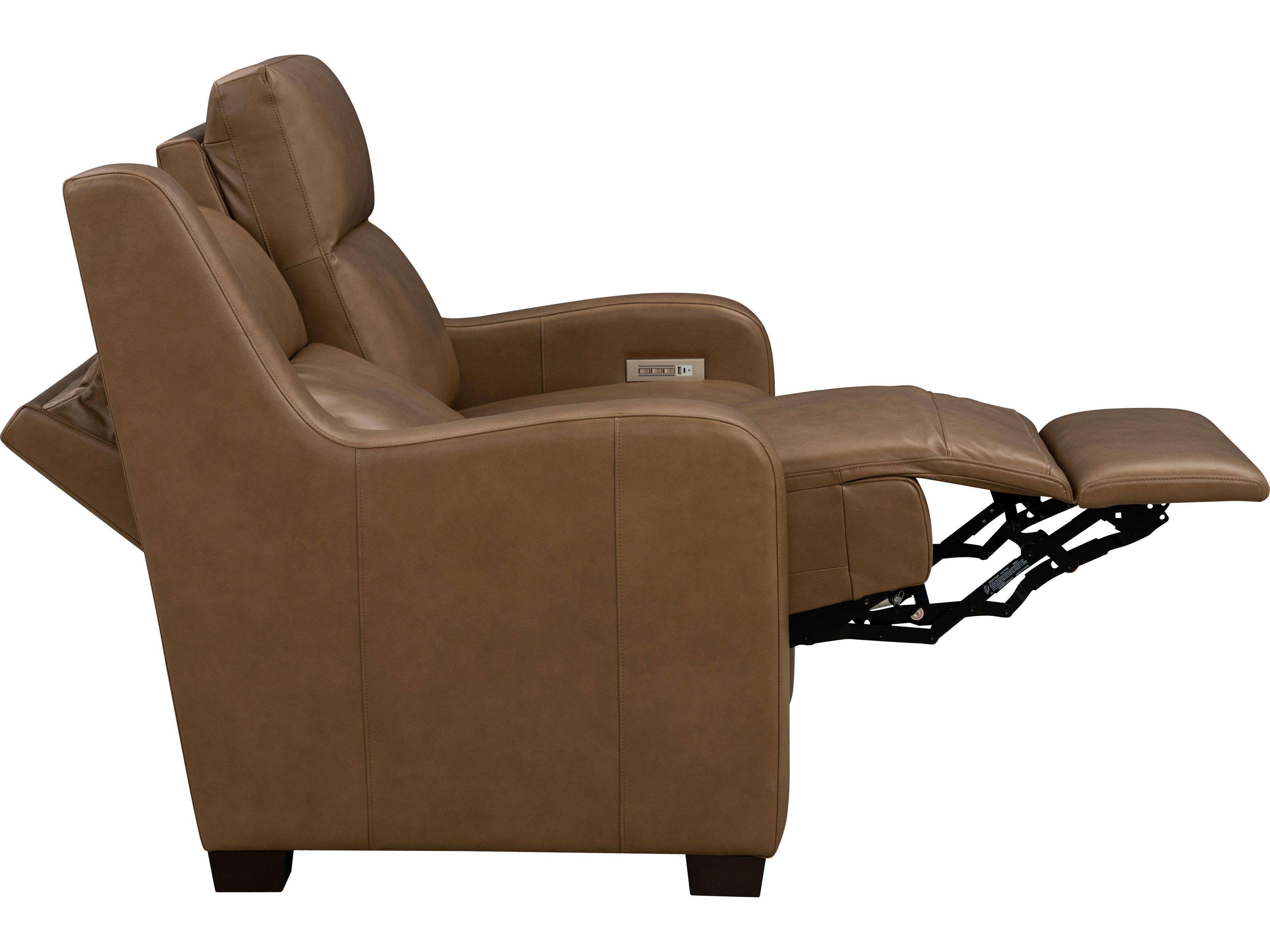 Barcalounger Vintage Ayden Hillwood Toffee Brown Leather Loveseat