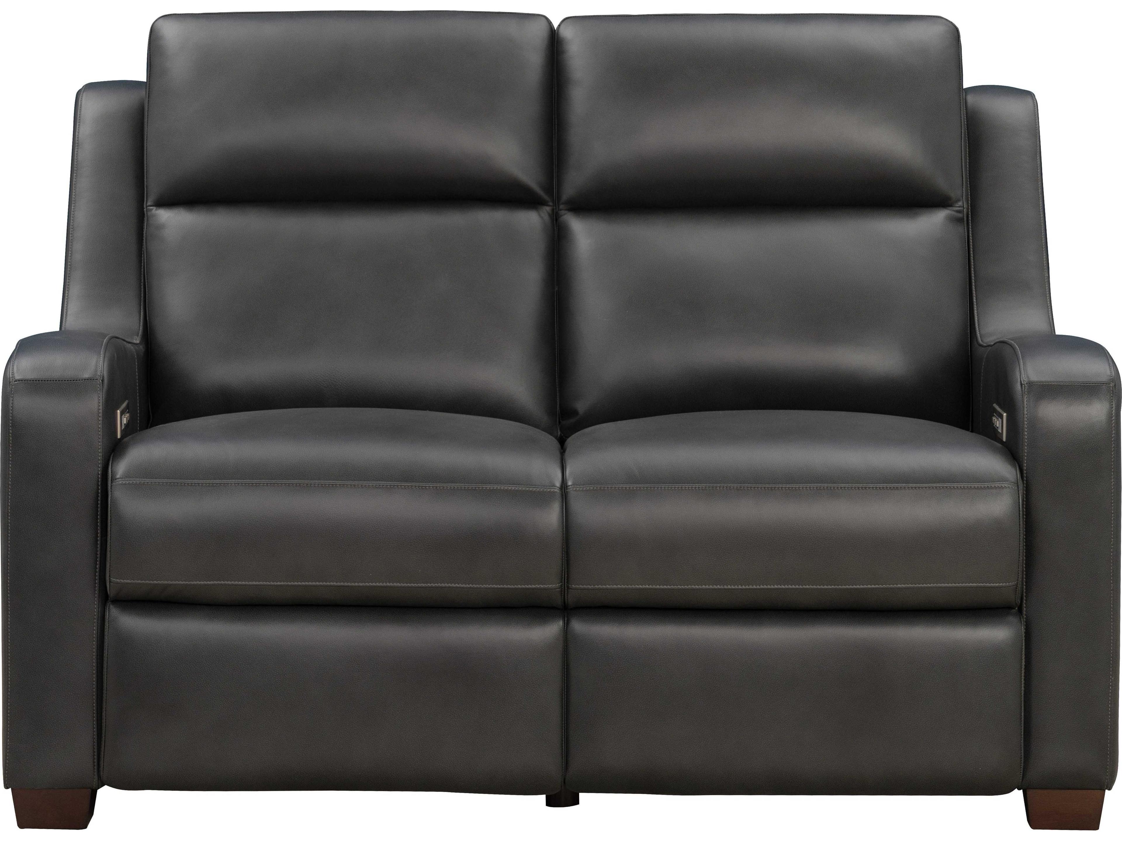 Barcalounger Vintage Ayden Elway Dark Gray Leather Loveseat