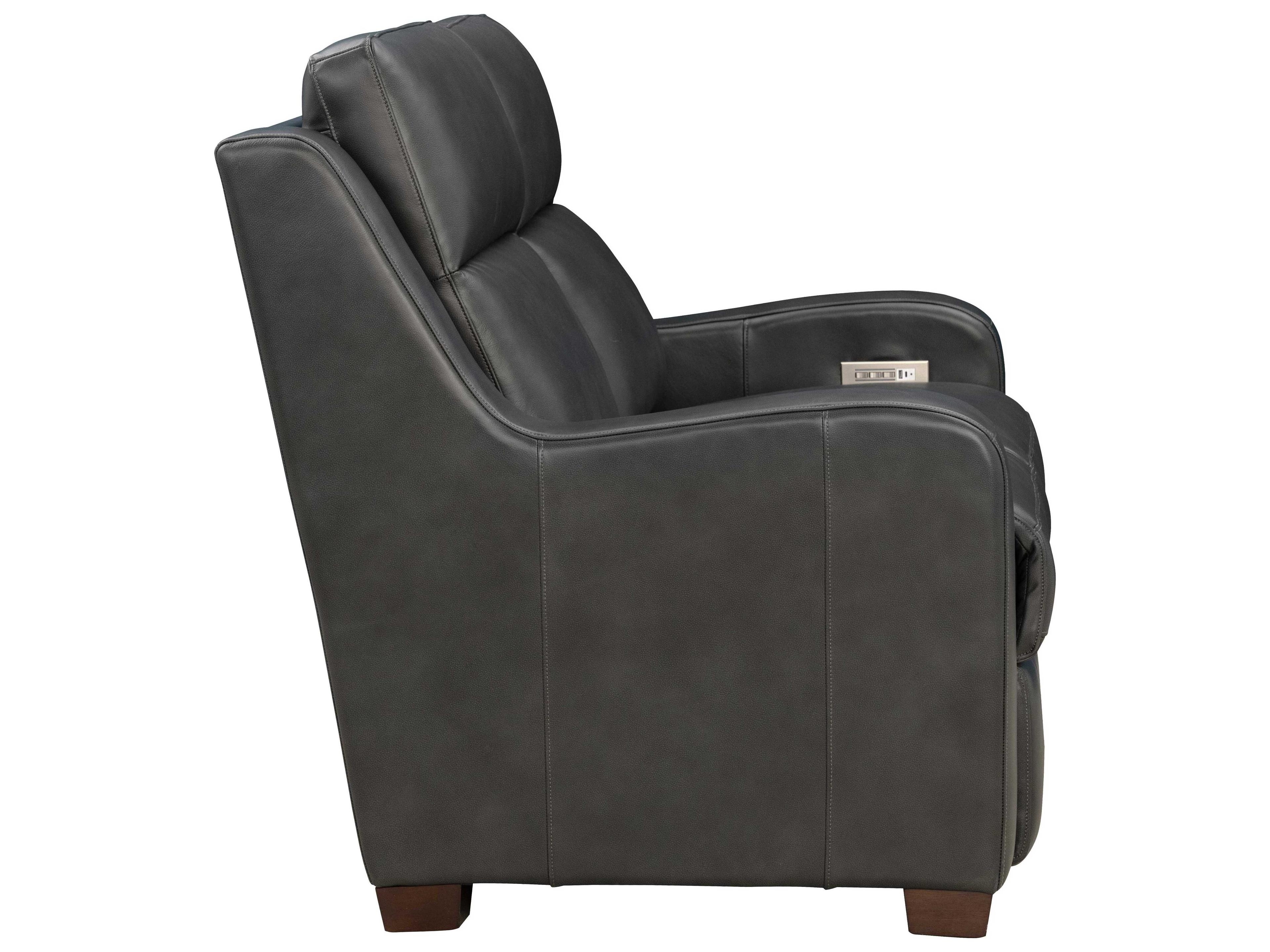 Barcalounger Vintage Ayden Elway Dark Gray Leather Loveseat