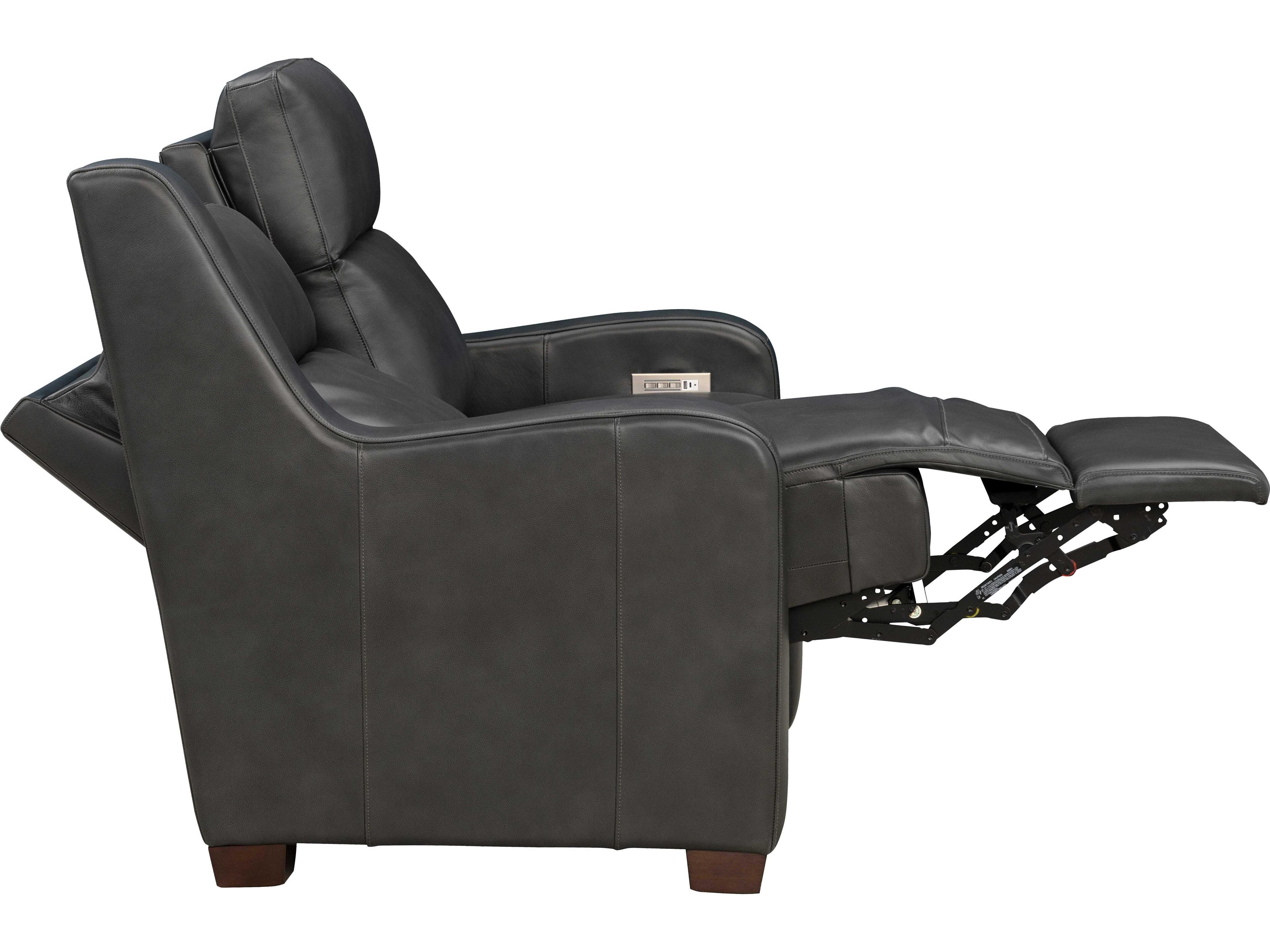 Barcalounger Vintage Ayden Elway Dark Gray Leather Loveseat