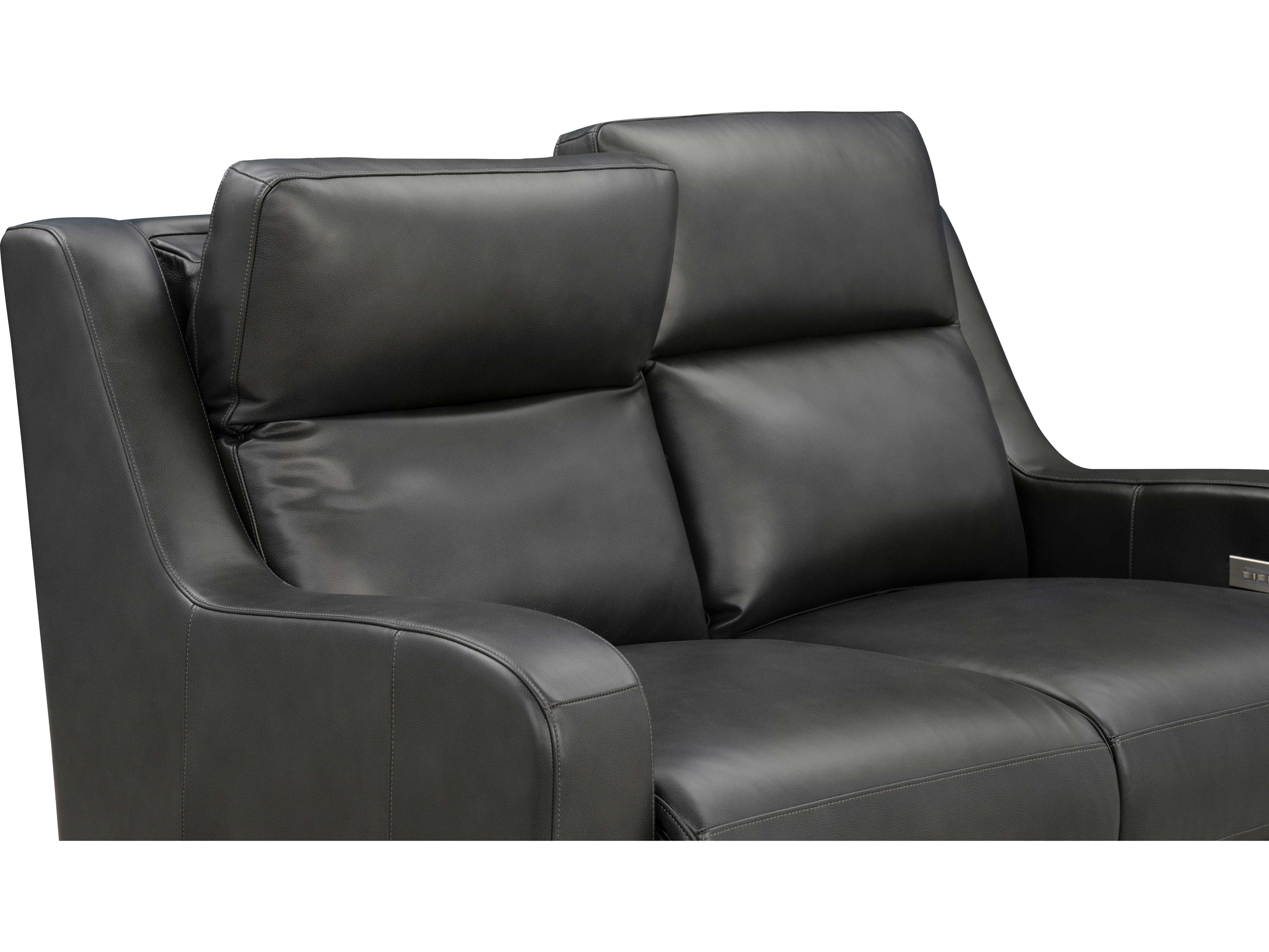 Barcalounger Vintage Ayden Elway Dark Gray Leather Loveseat