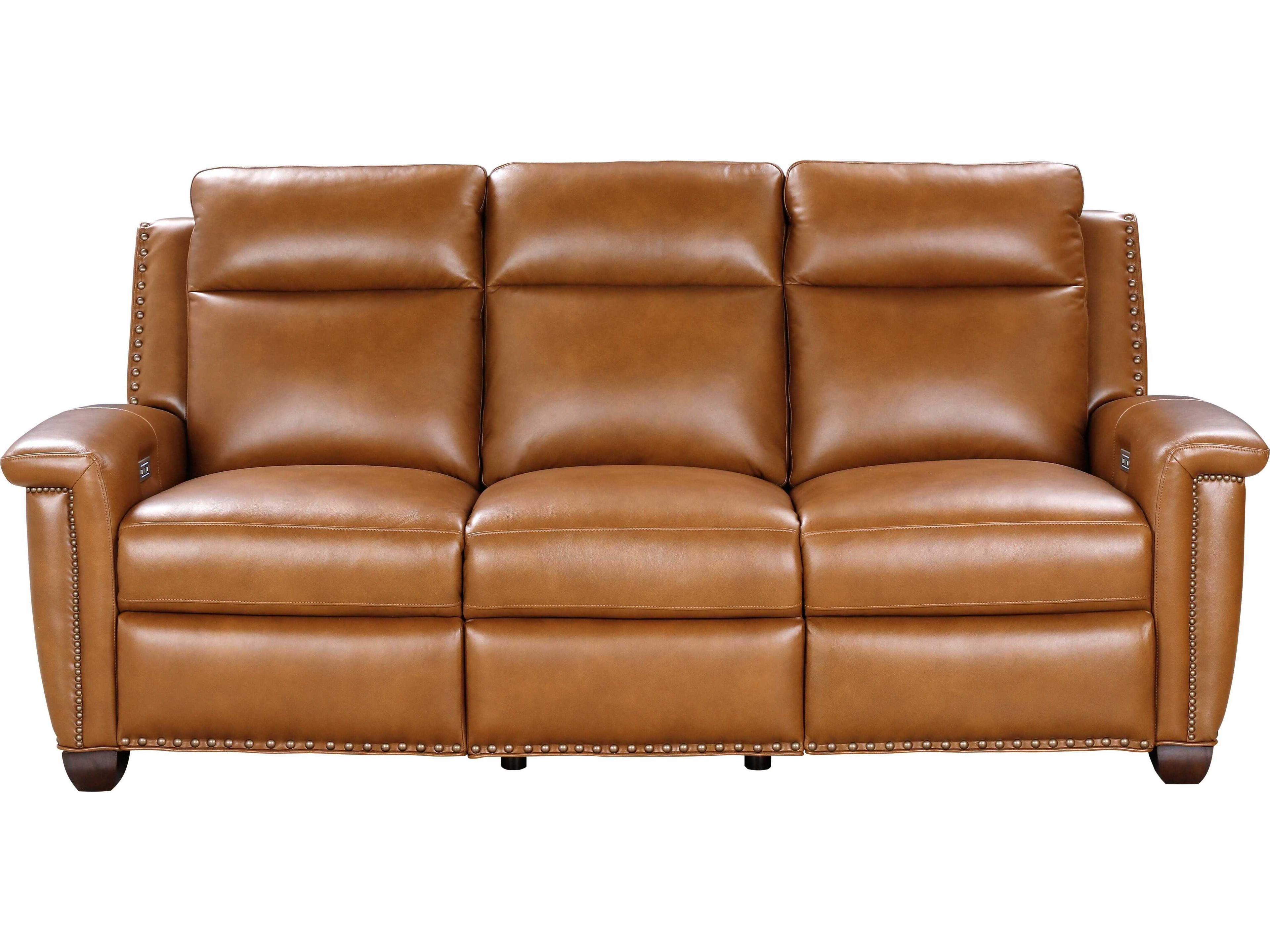 Barcalounger Vintage Briar Elwood Saddle Brown Leather Sofa