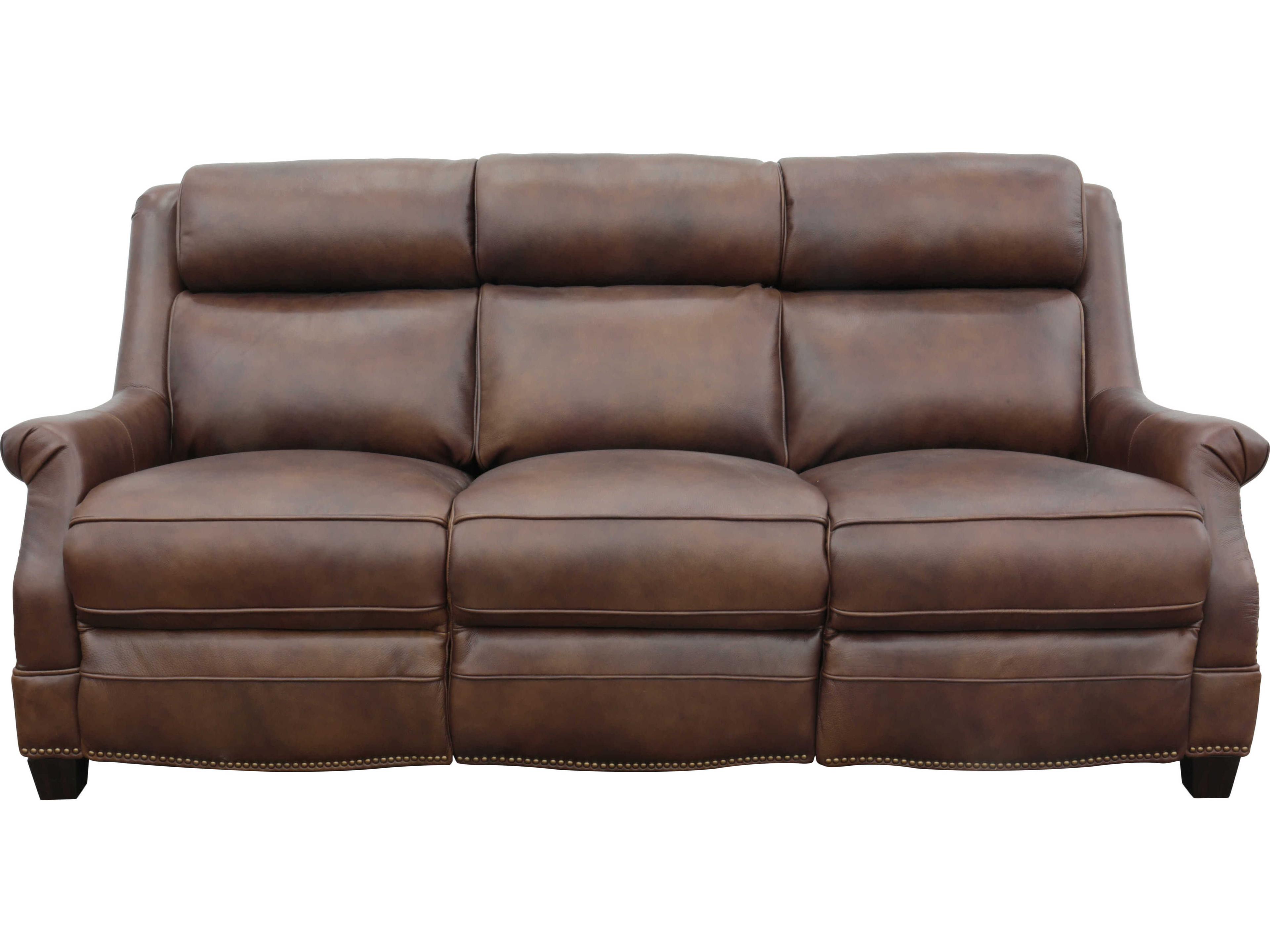 Barcalounger Vintage Warrendale Worthington Cognac Brown Leather Sofa
