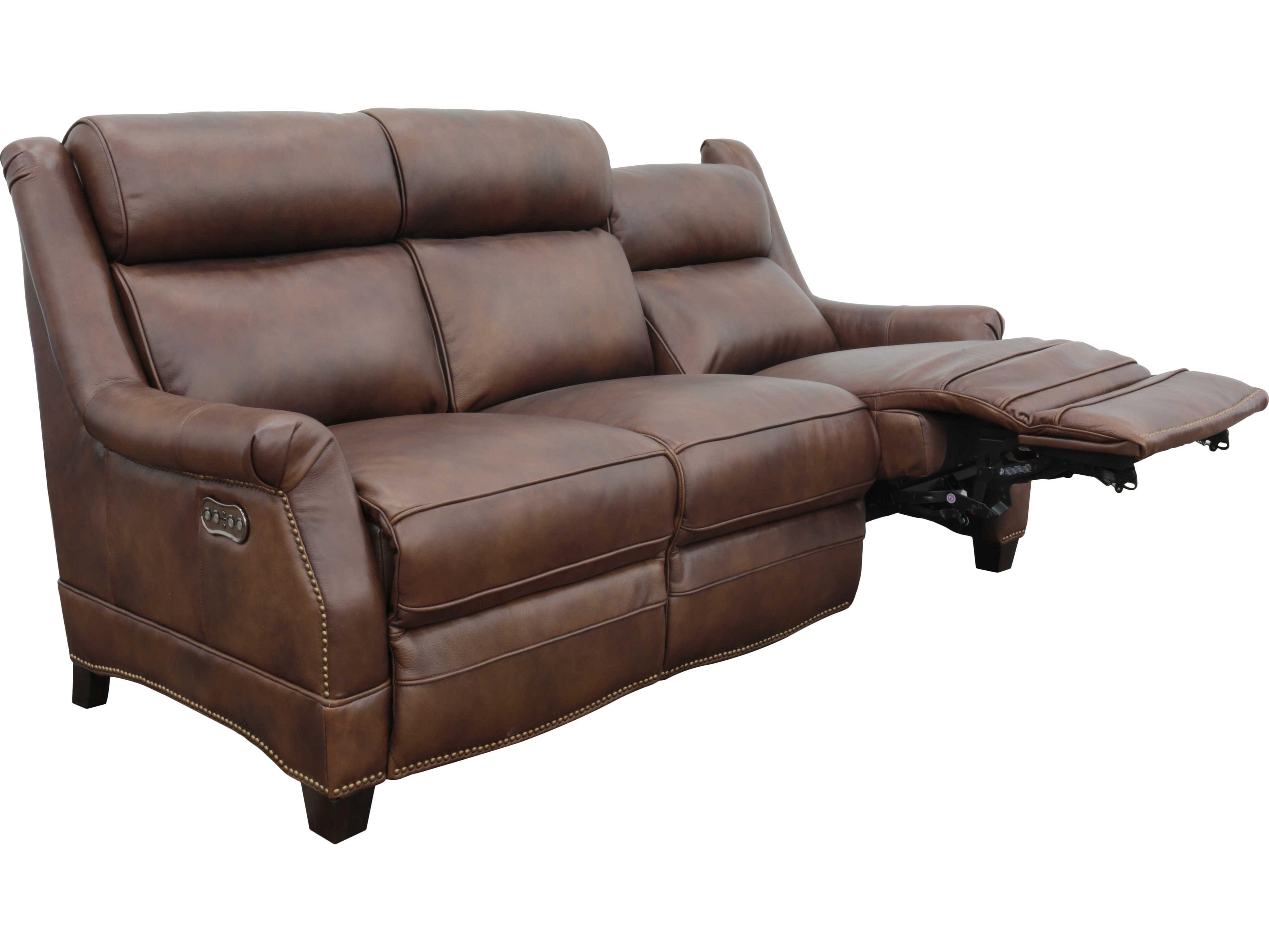 Barcalounger Vintage Warrendale Worthington Cognac Brown Leather Sofa