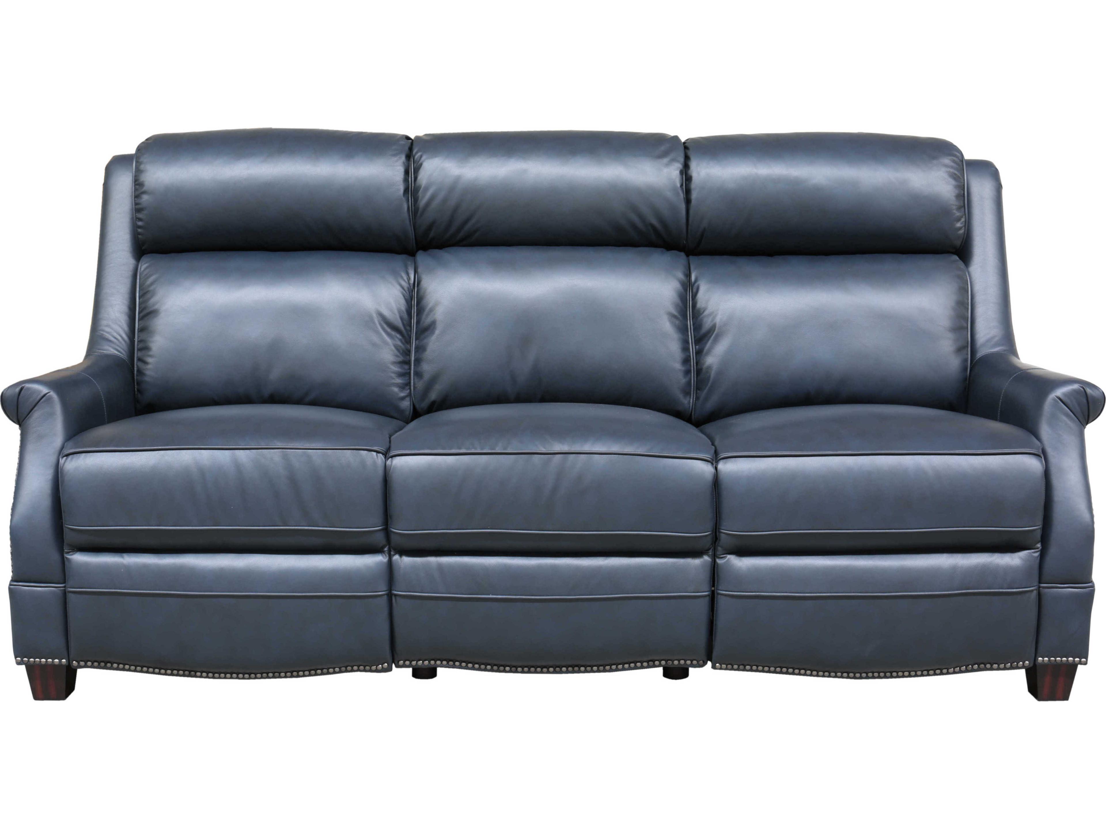 Barcalounger Vintage Warrendale Shoreham Blue Leather Sofa