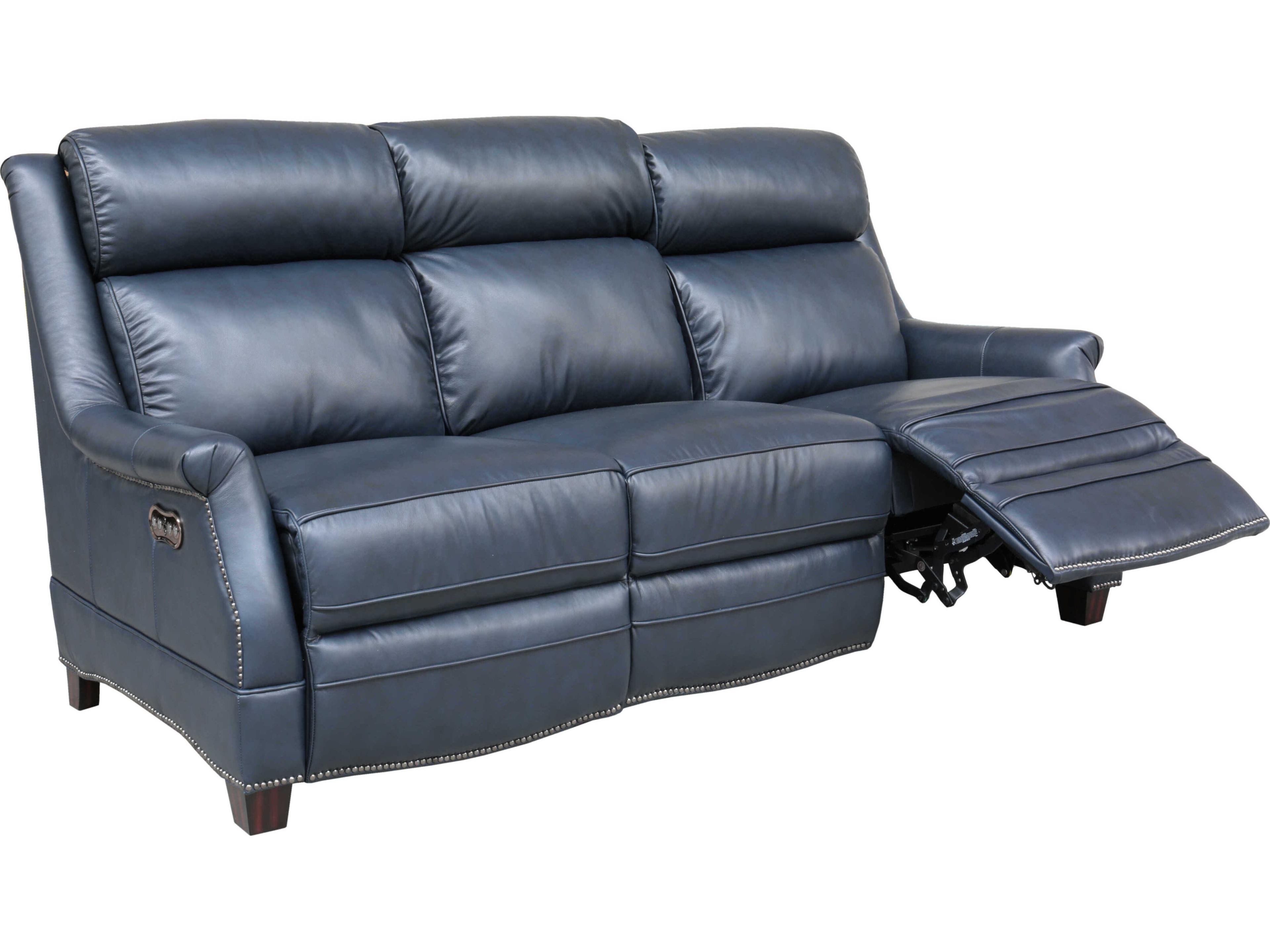Barcalounger Vintage Warrendale Shoreham Blue Leather Sofa