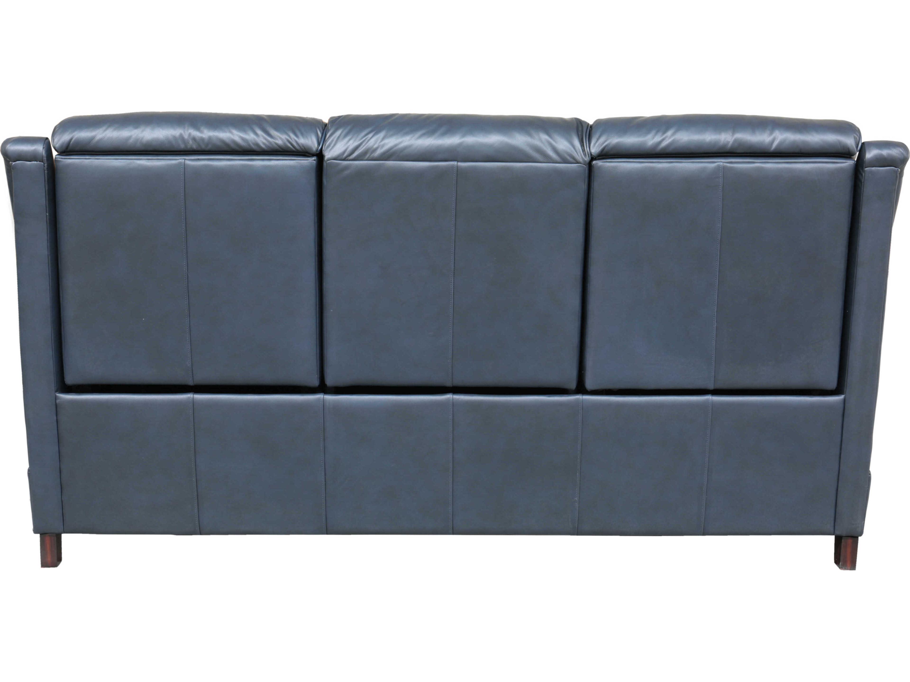 Barcalounger Vintage Warrendale Shoreham Blue Leather Sofa