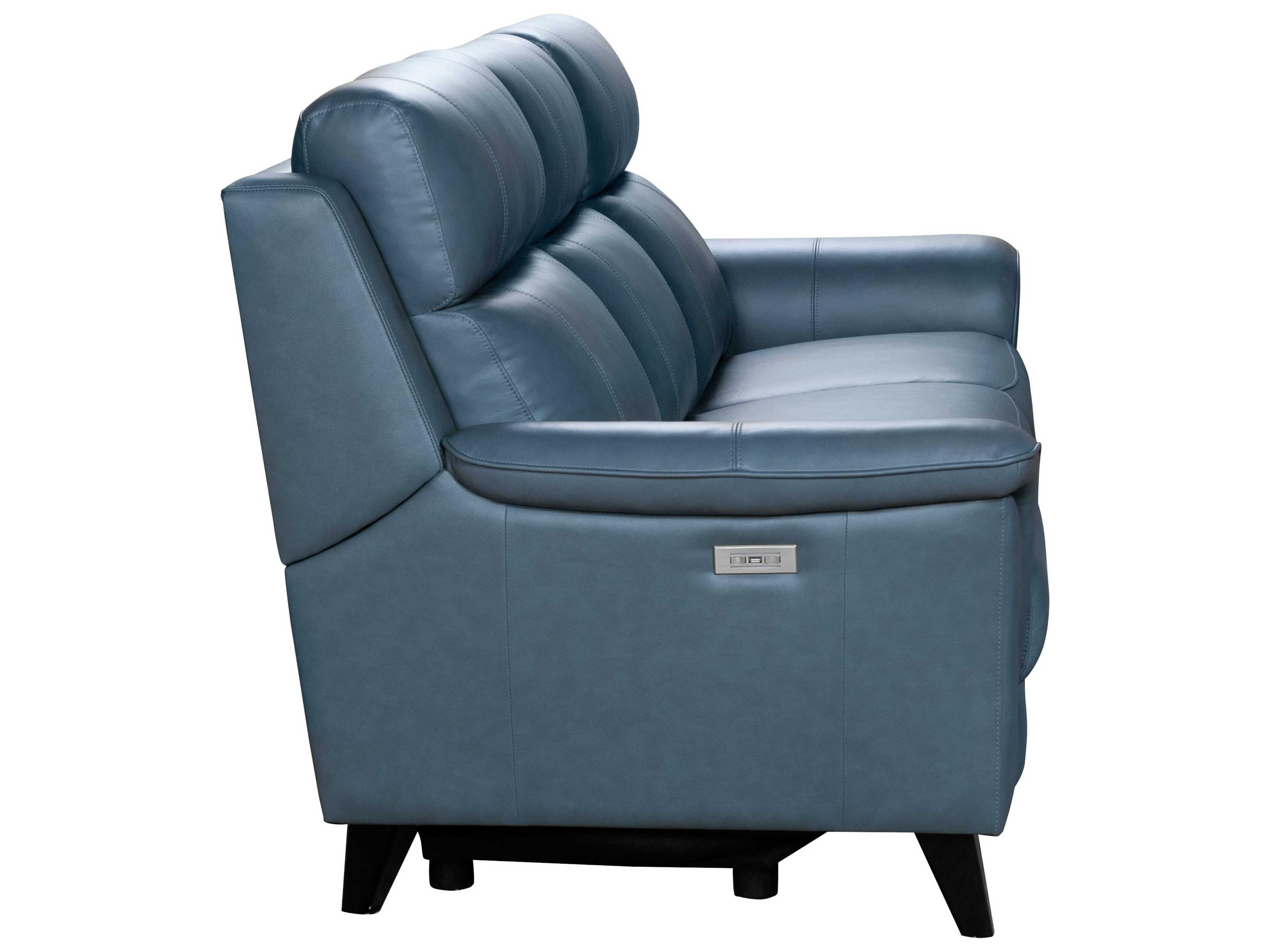 Barcalounger Modern Expressions Kester Masen Bluegray Faux Leather Sofa