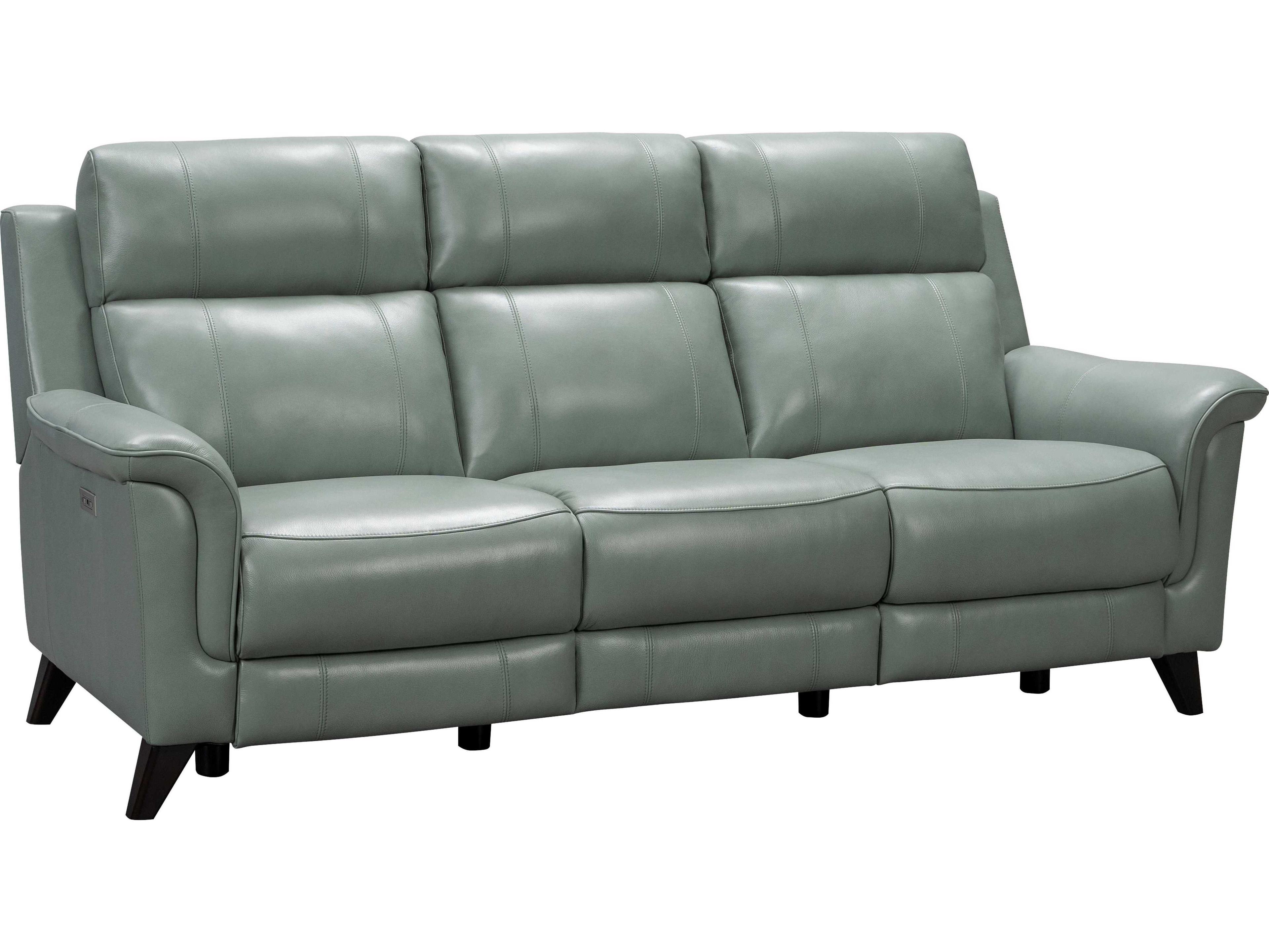Barcalounger Modern Expressions Kester Lorenzo Mint Green Faux Leather Sofa