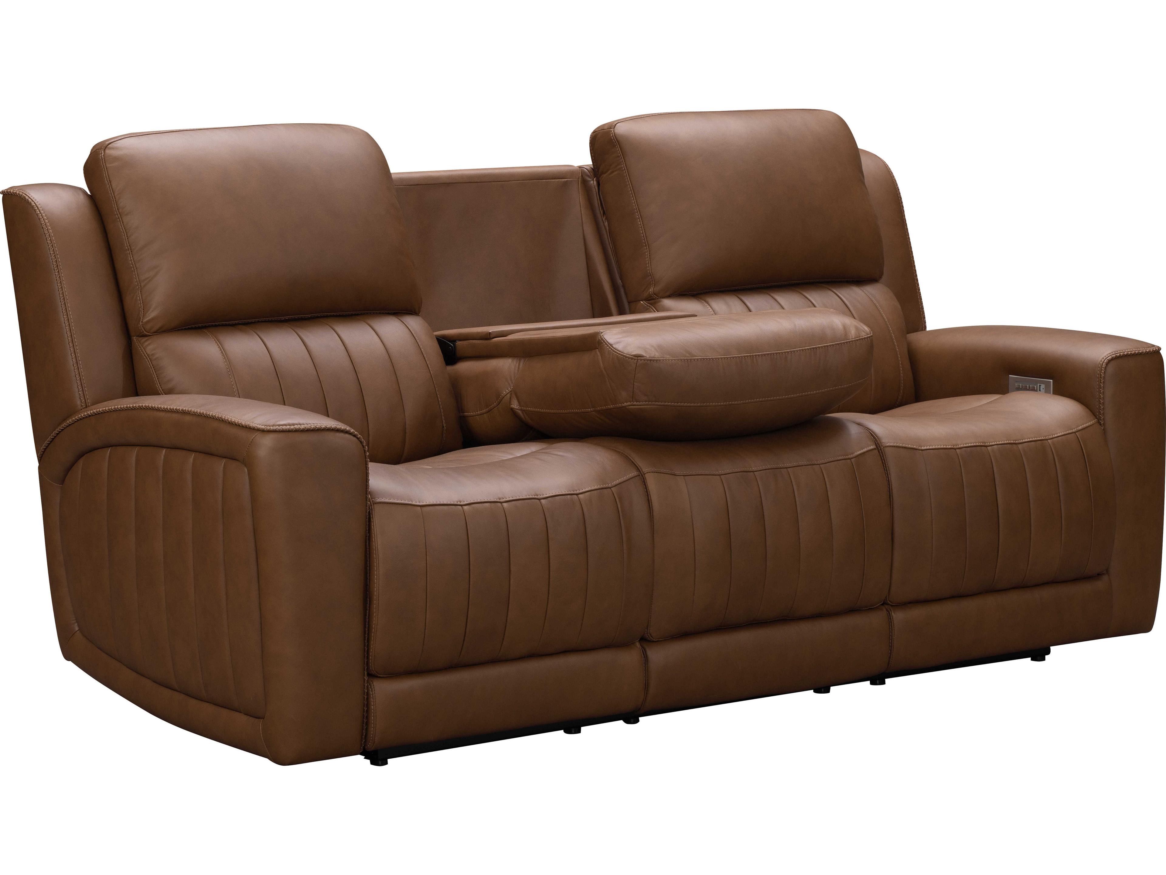 Barcalounger Zero Gravity Pierce Homerun Cinnamon Brown Faux Leather Sofa