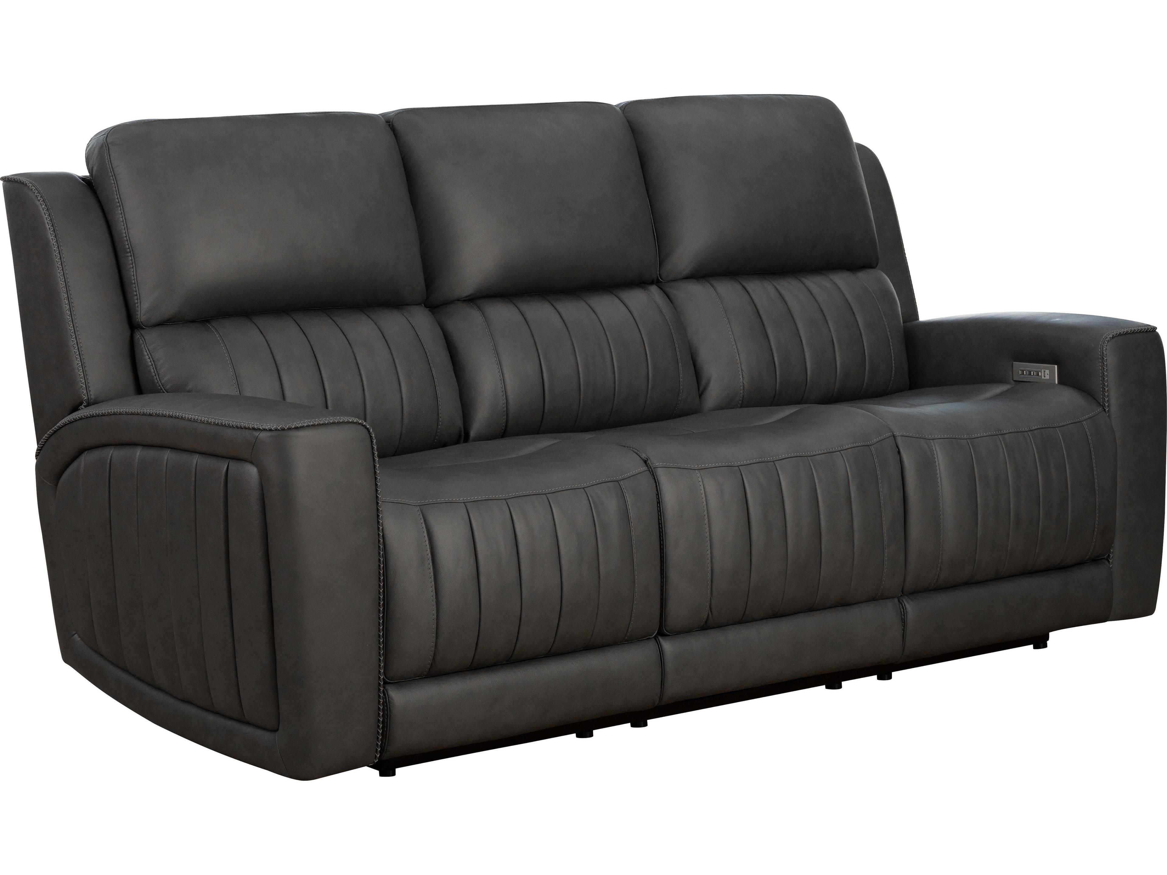 Barcalounger Zero Gravity Pierce Homerun Dark Gray Black Faux Leather Sofa