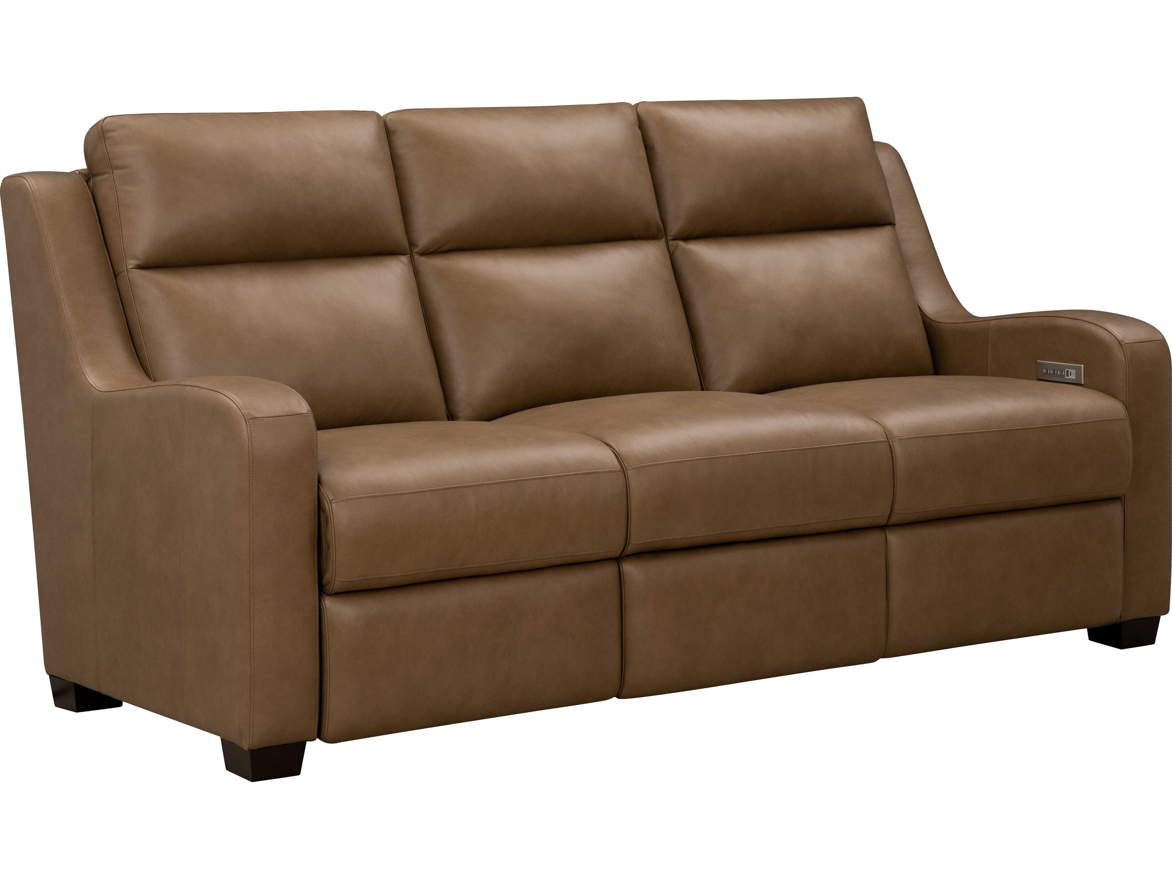 Barcalounger Vintage Ayden Hillwood Toffee Brown Leather Sofa
