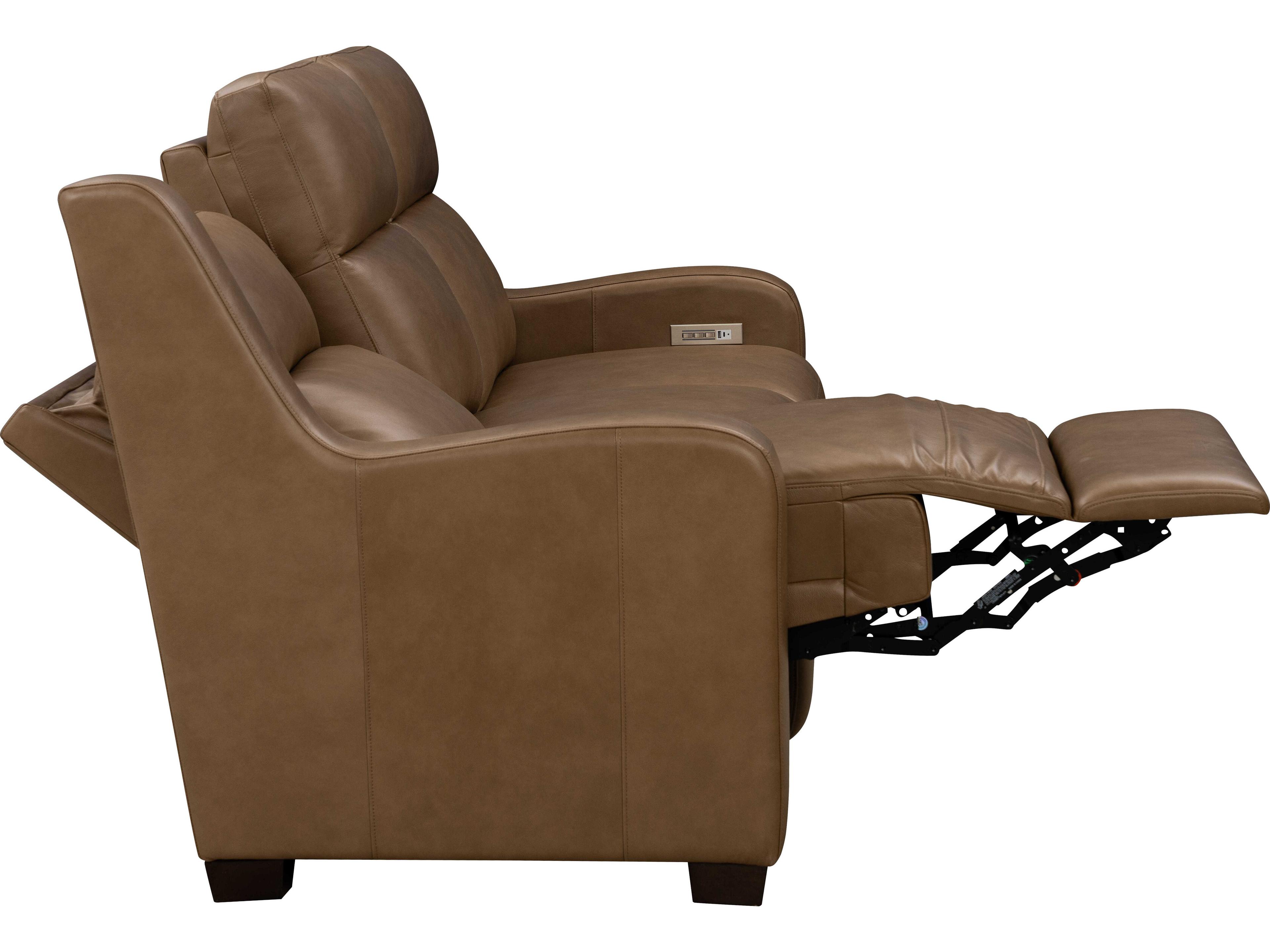 Barcalounger Vintage Ayden Hillwood Toffee Brown Leather Sofa