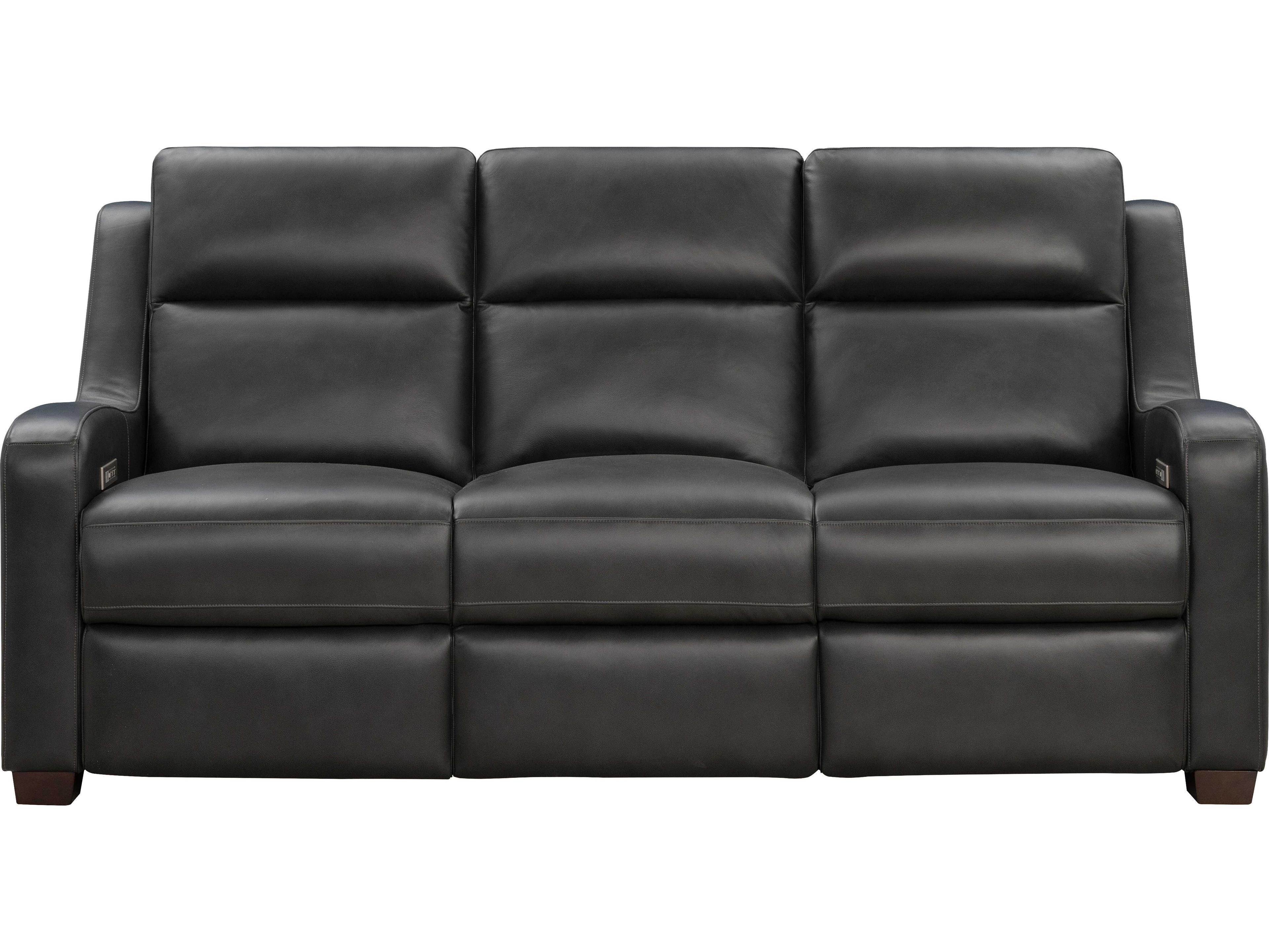 Barcalounger Vintage Ayden Elway Dark Gray Leather Sofa