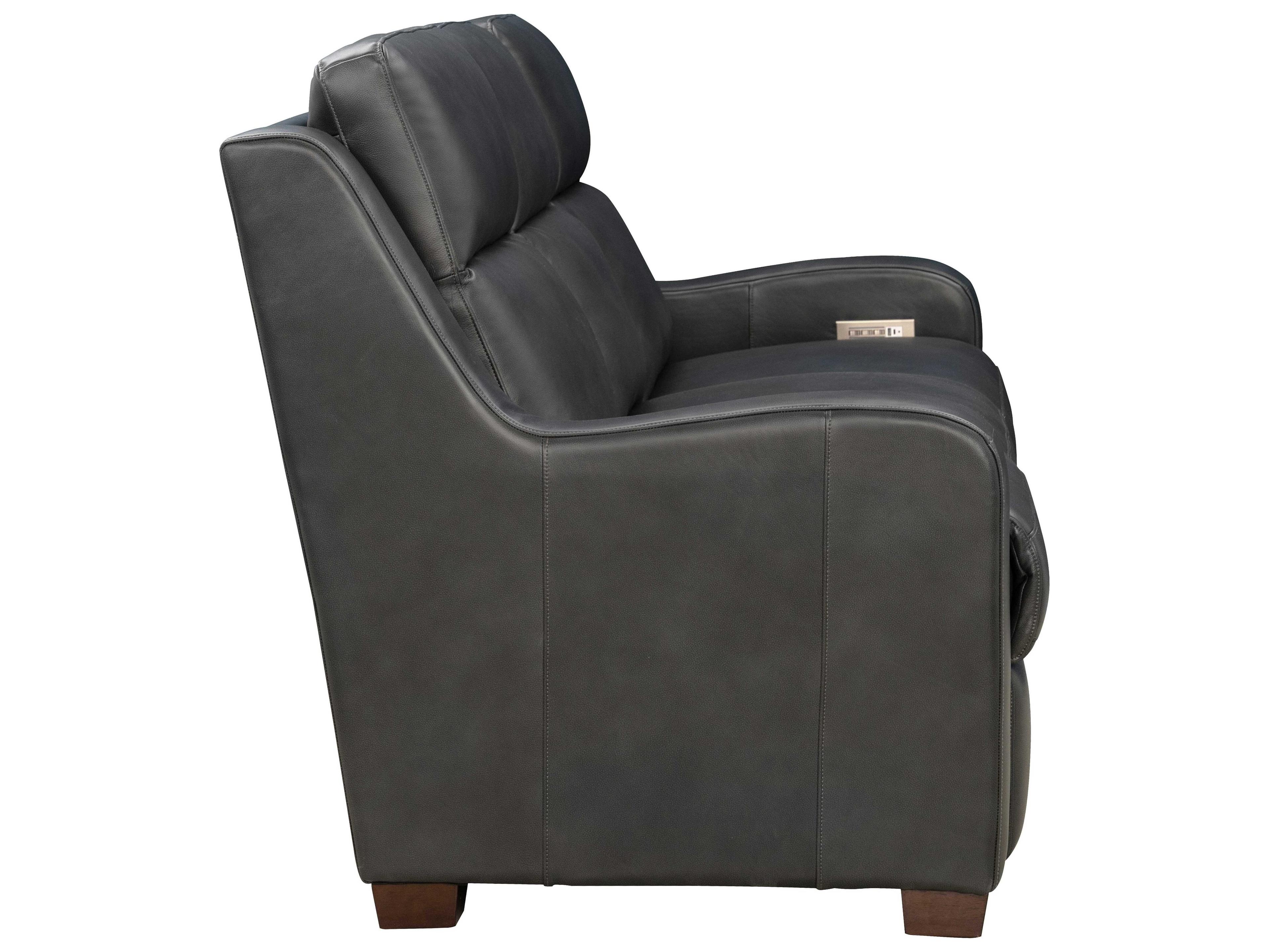 Barcalounger Vintage Ayden Elway Dark Gray Leather Sofa