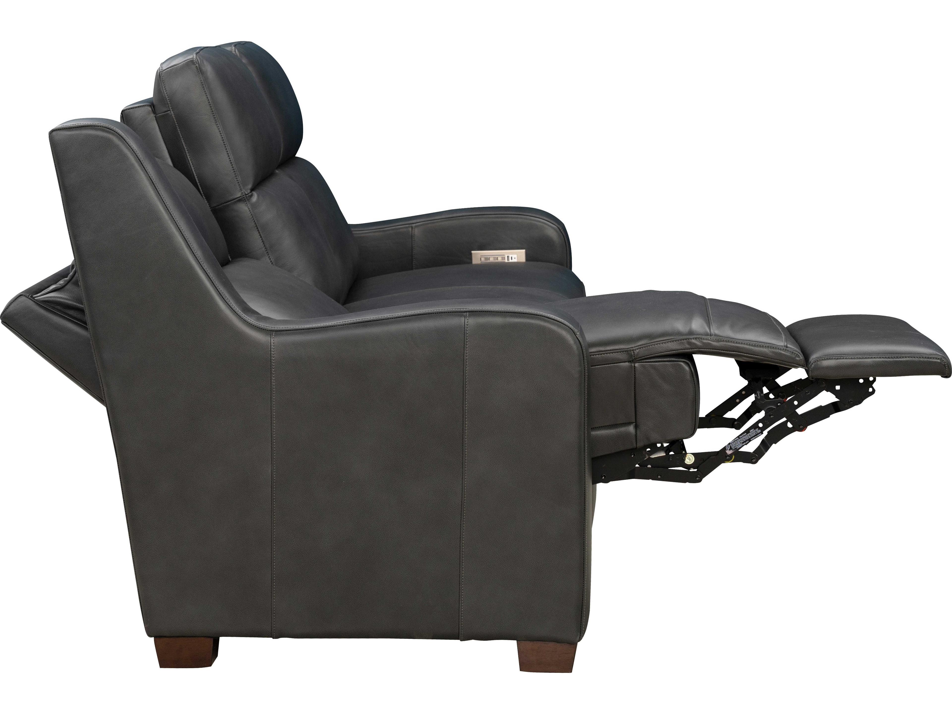 Barcalounger Vintage Ayden Elway Dark Gray Leather Sofa