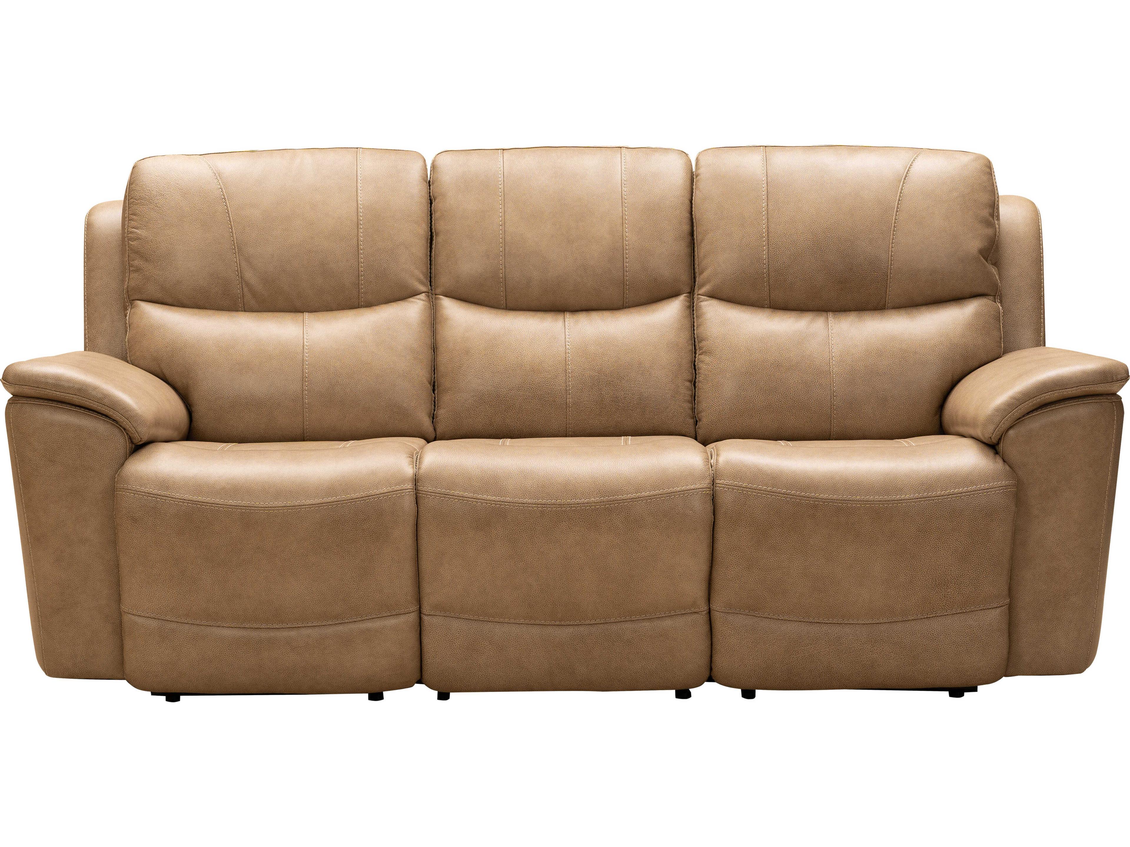 Barcalounger Modern Expressions Kaden Elliott Taupe Tan Faux Leather Sofa