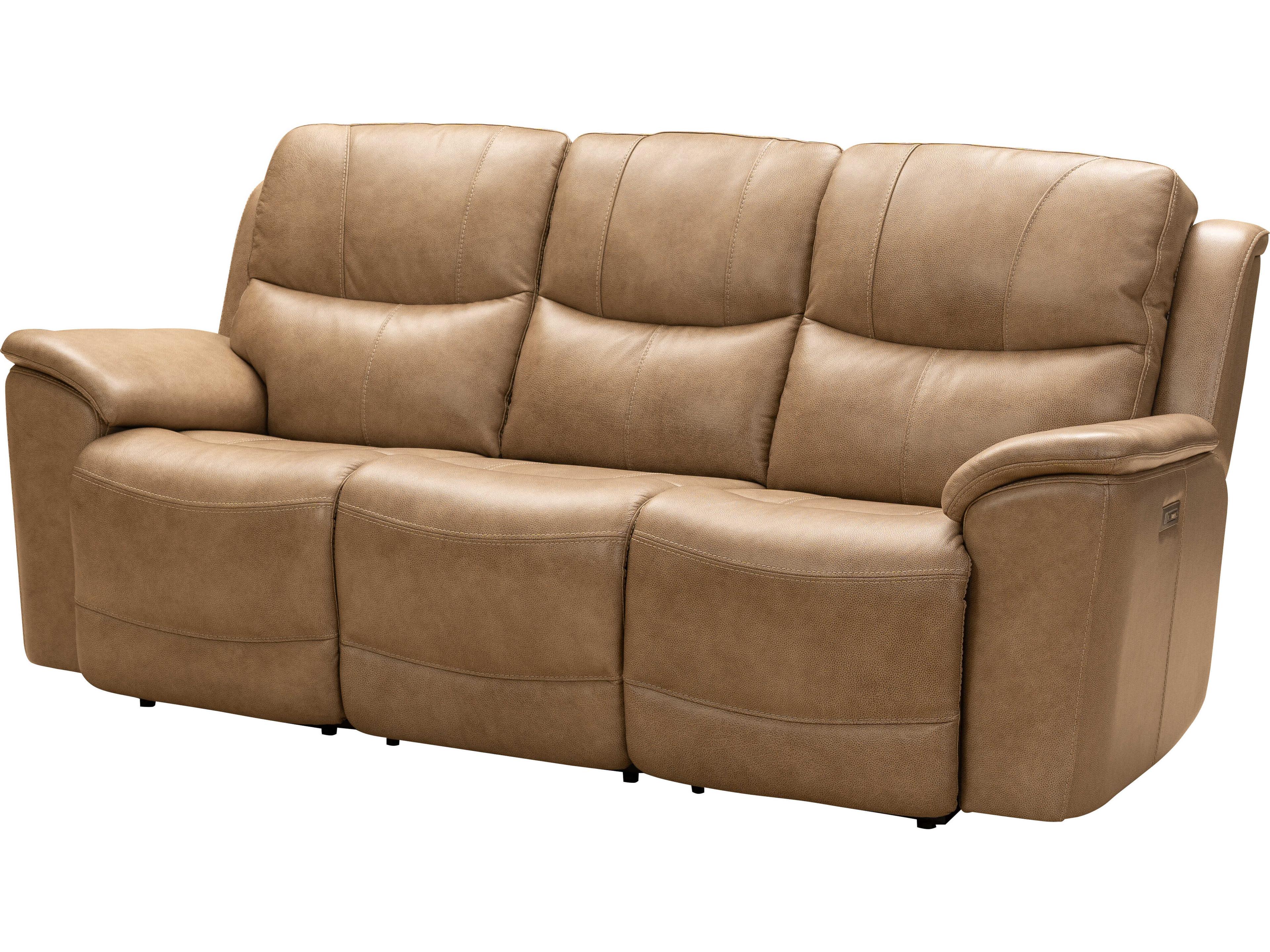 Barcalounger Modern Expressions Kaden Elliott Taupe Tan Faux Leather Sofa