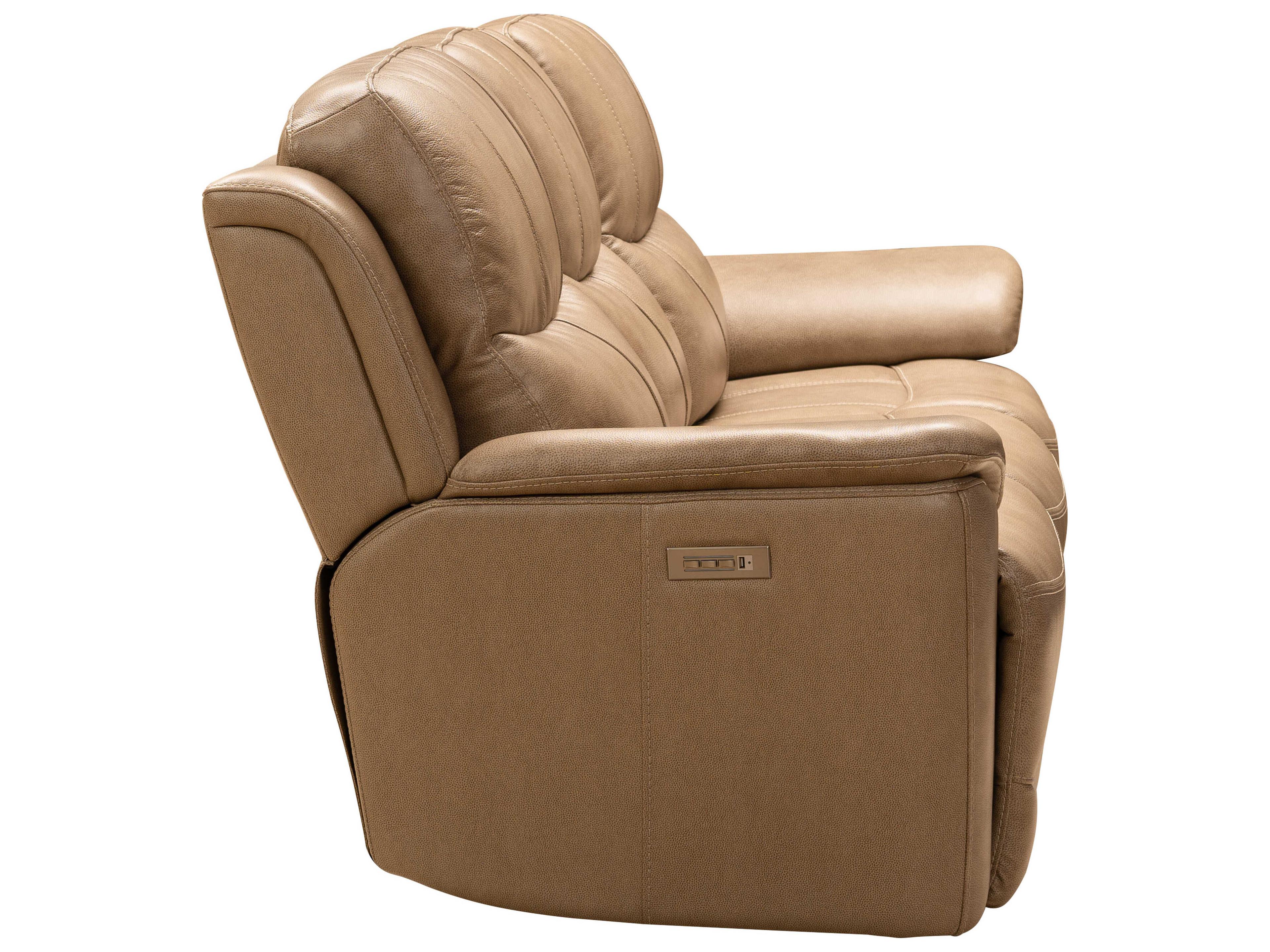 Barcalounger Modern Expressions Kaden Elliott Taupe Tan Faux Leather Sofa