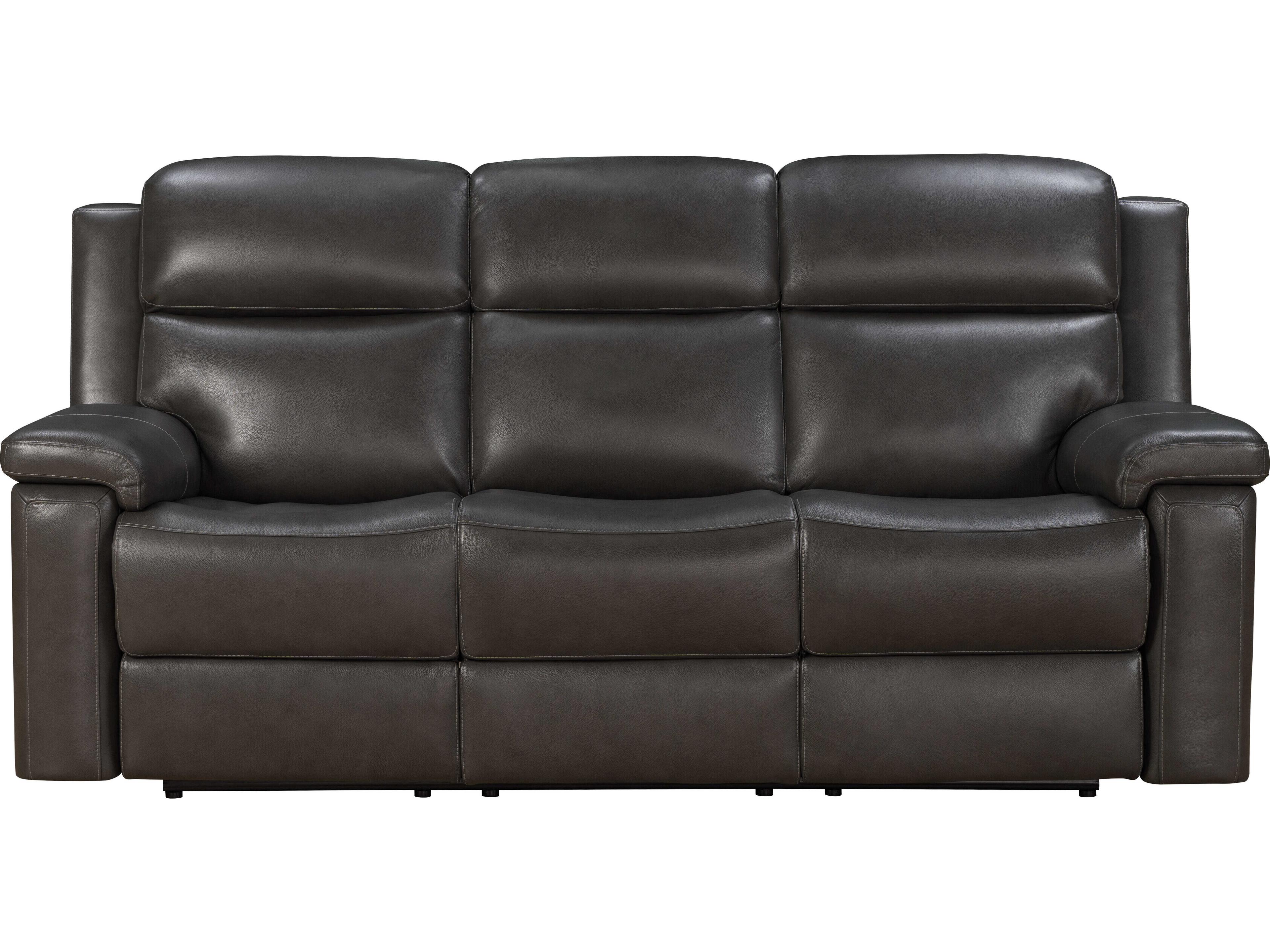 Barcalounger Media Leon Matteo Smokey Gray Faux Leather Sofa