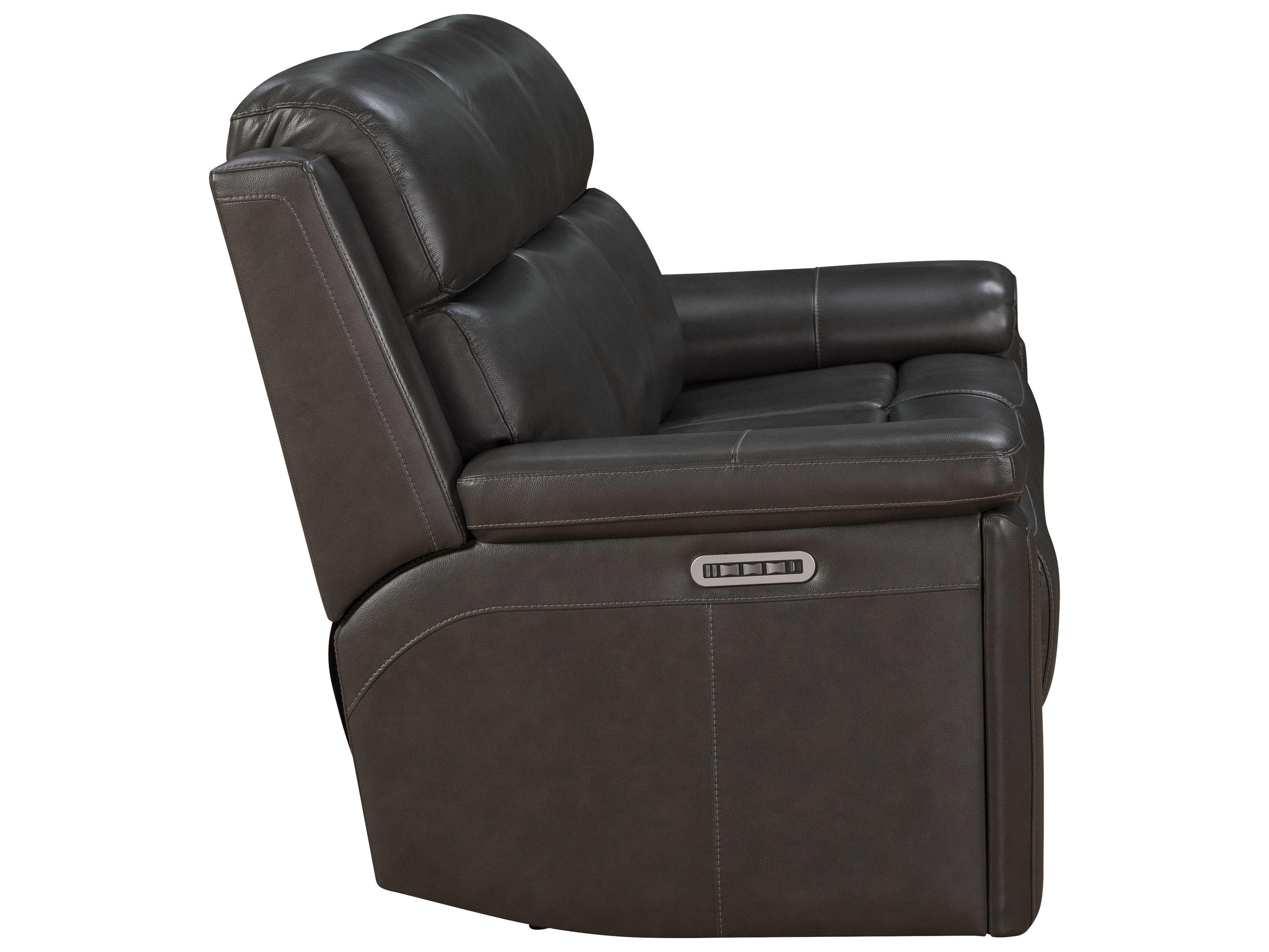 Barcalounger Media Leon Matteo Smokey Gray Faux Leather Sofa