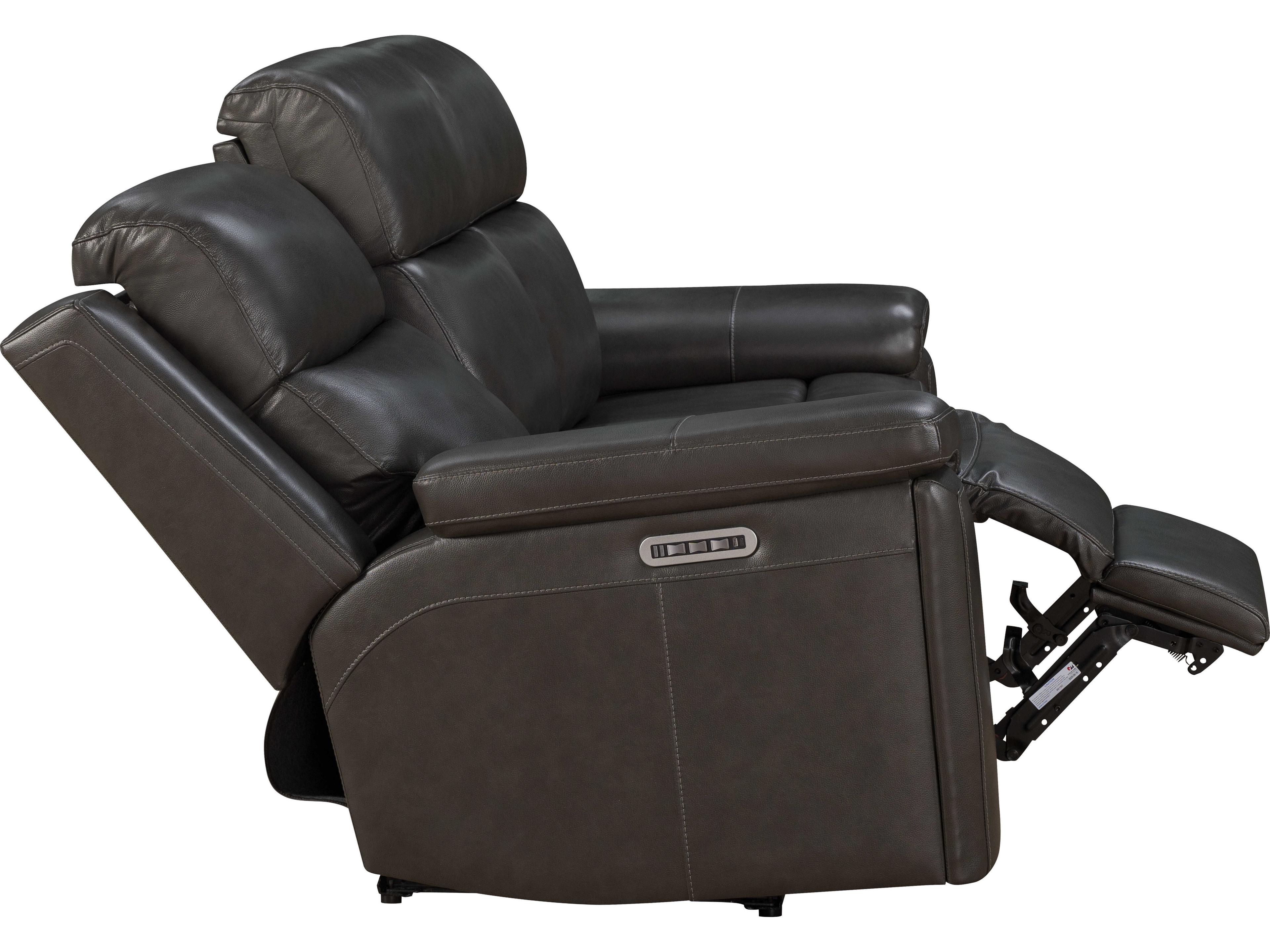 Barcalounger Media Leon Matteo Smokey Gray Faux Leather Sofa