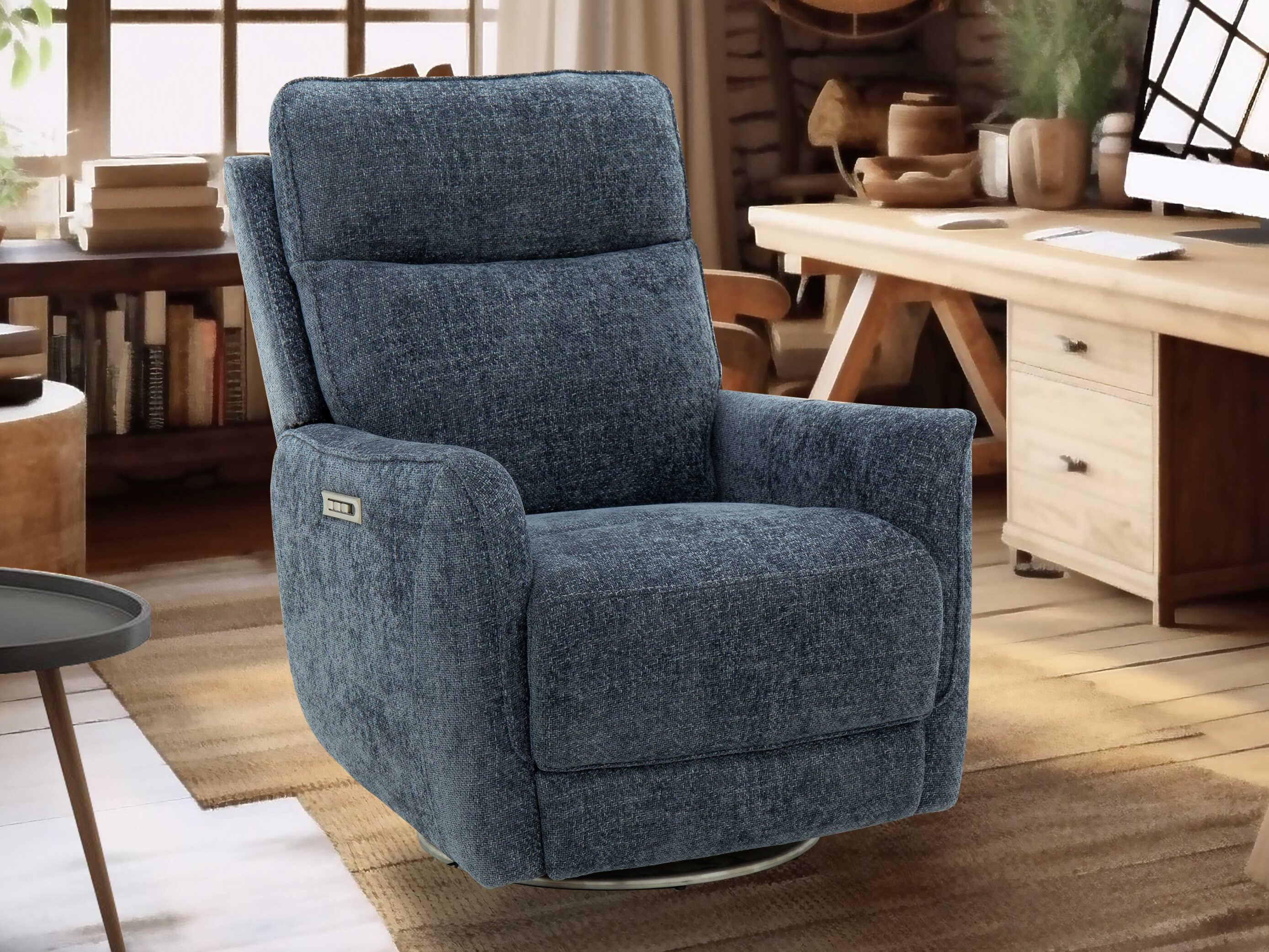 Barcalounger Casual Comforts Maben Maze Denim Blue Upholstered Recliner