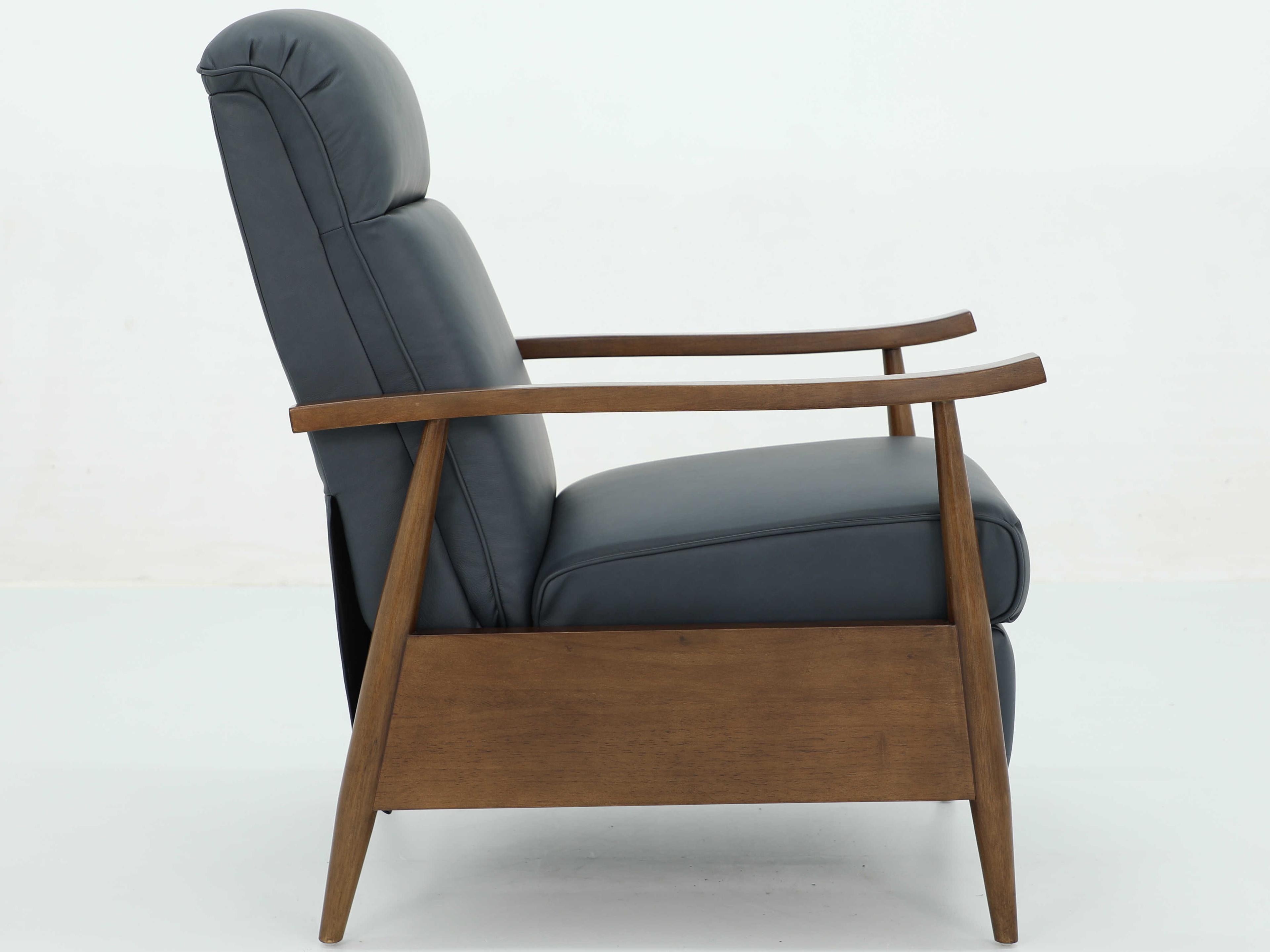 Barcalounger Woodlands Hampton Santa Fe Ocean Blue Leather Recliner