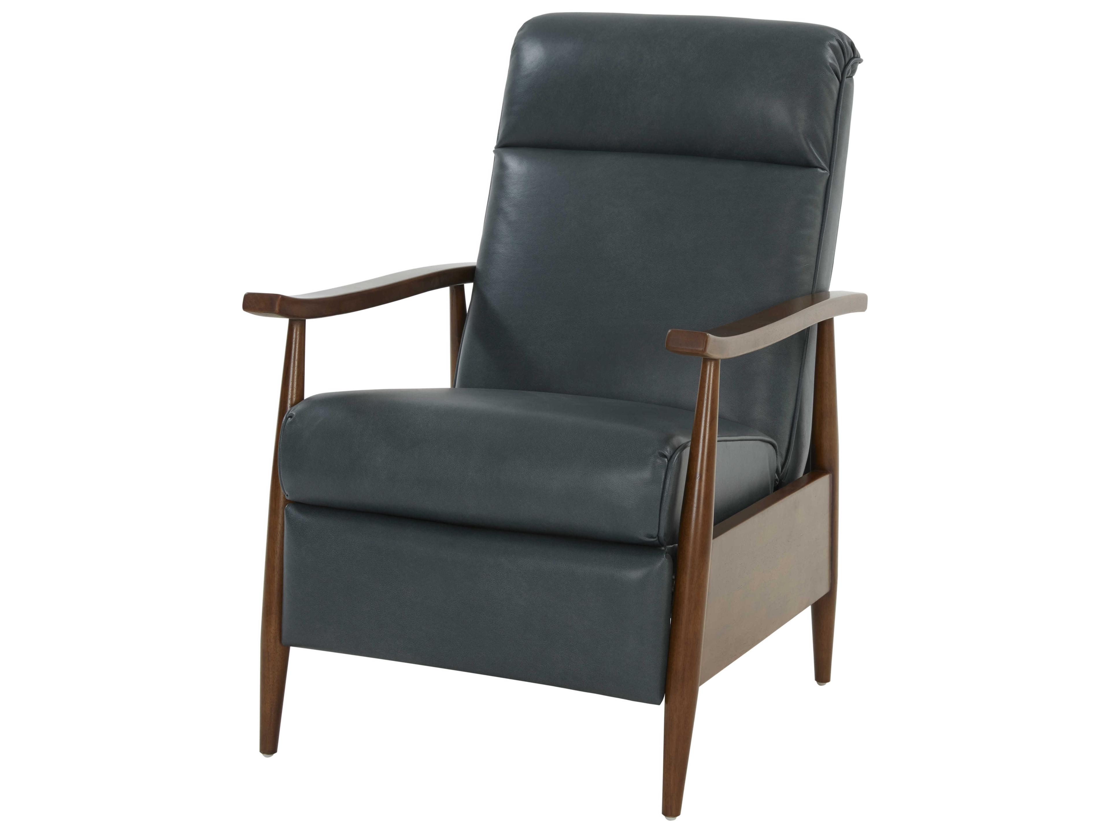 Barcalounger Woodlands Hampton Roma Bluegray Leather Recliner