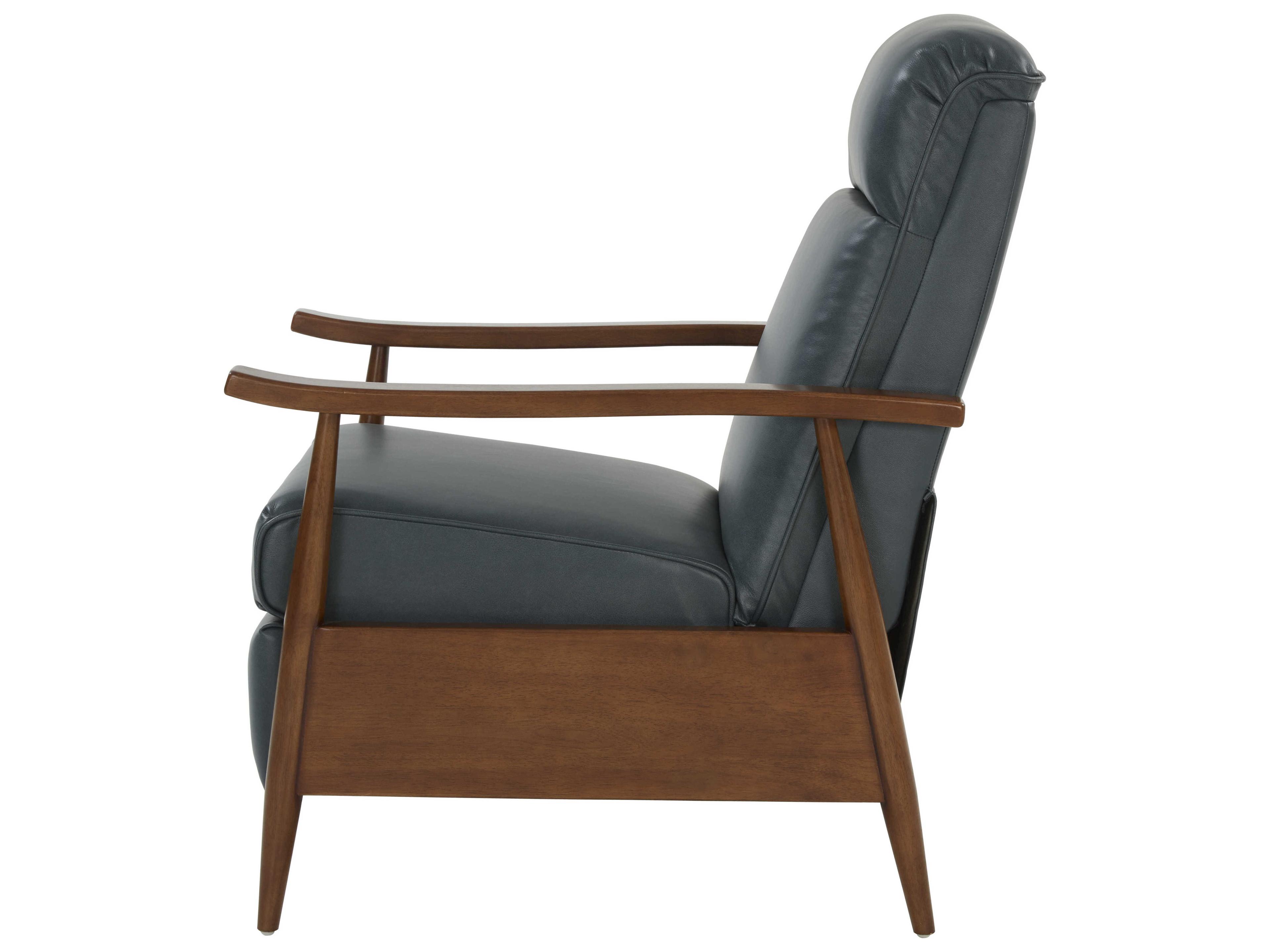 Barcalounger Woodlands Hampton Roma Bluegray Leather Recliner