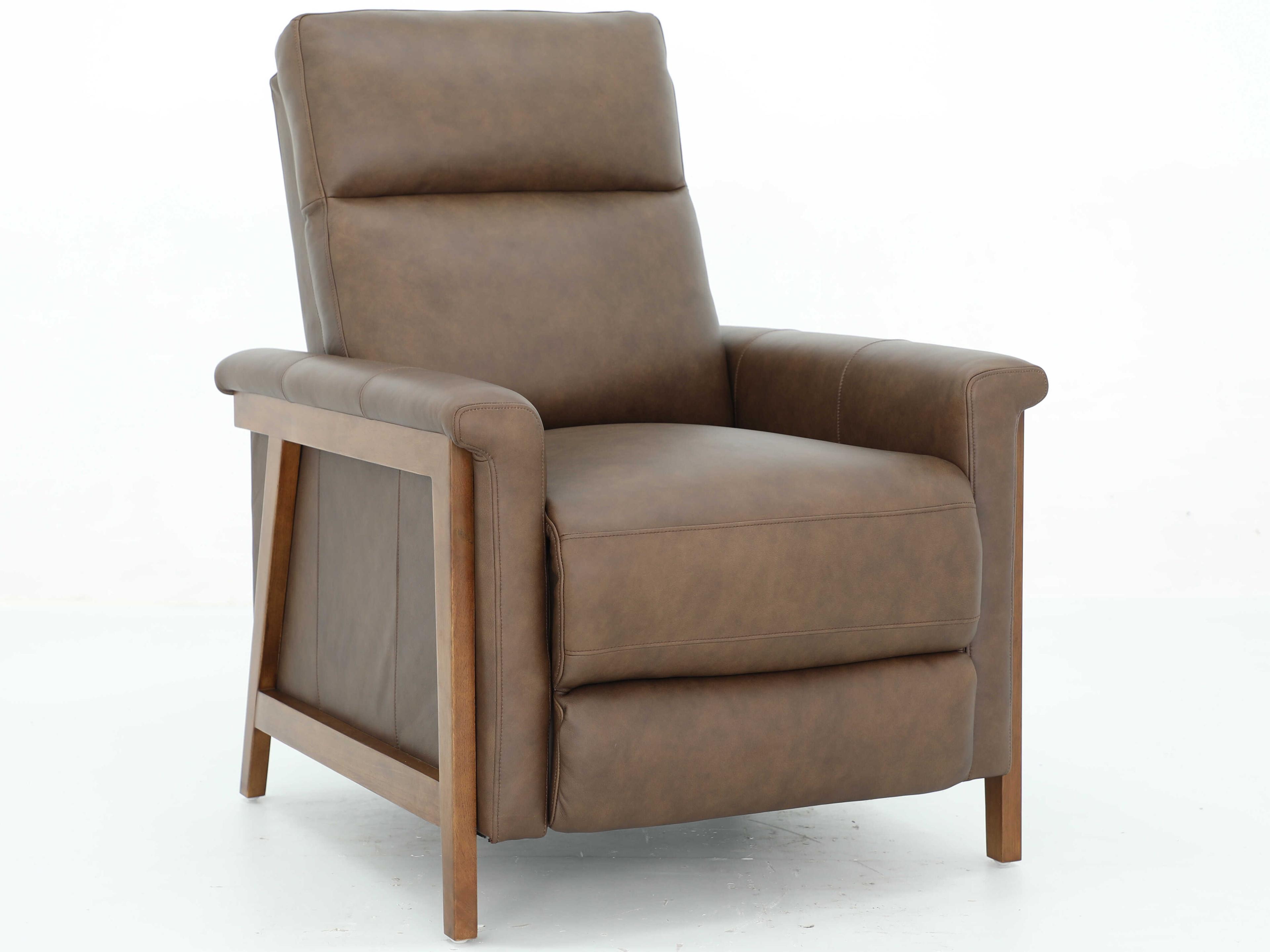 Barcalounger Woodlands Lewiston Oasis Walnut Brown Leather Recliner
