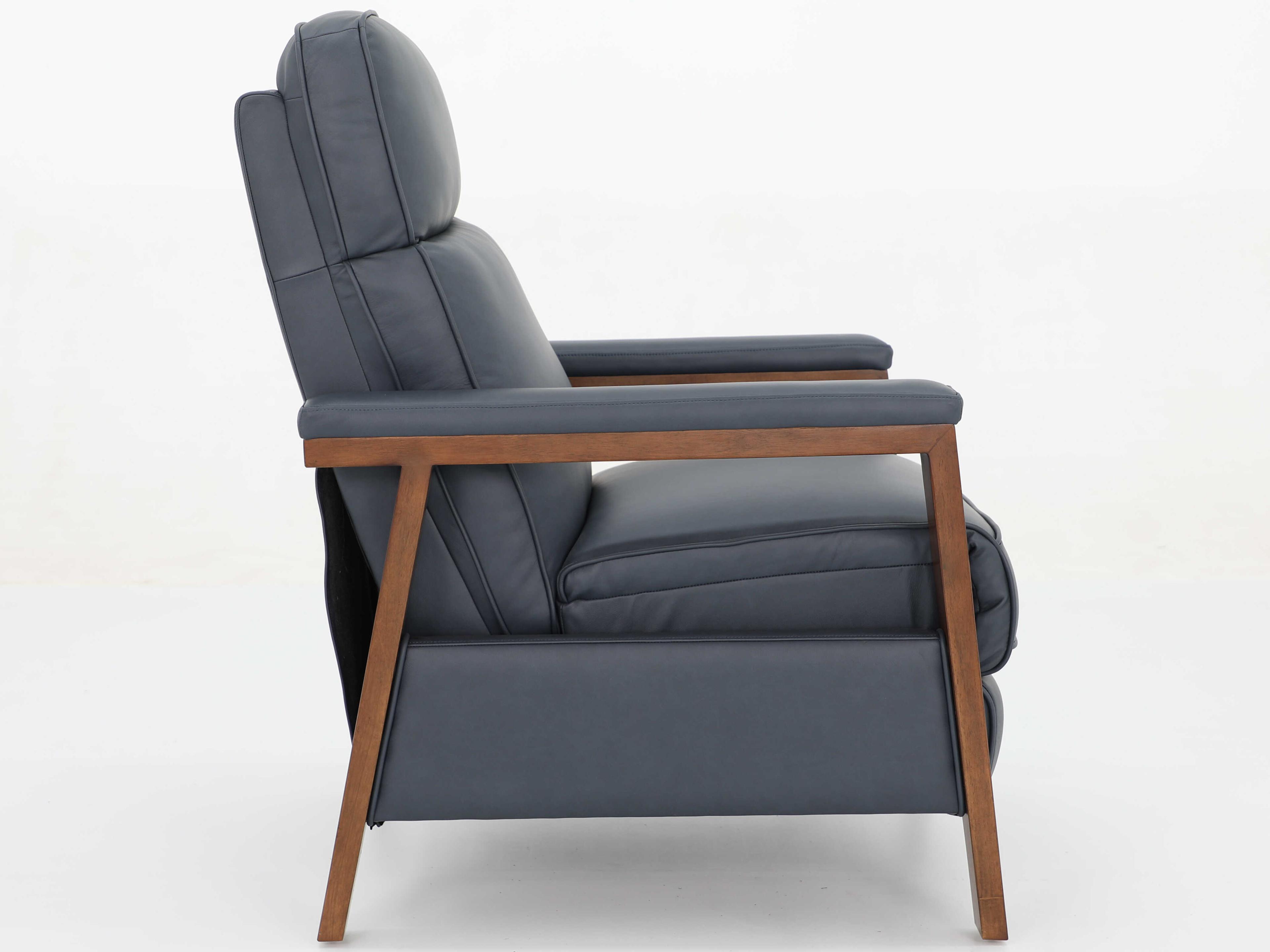 Barcalounger Woodlands Ashland Santa Fe Ocean Blue Leather Recliner