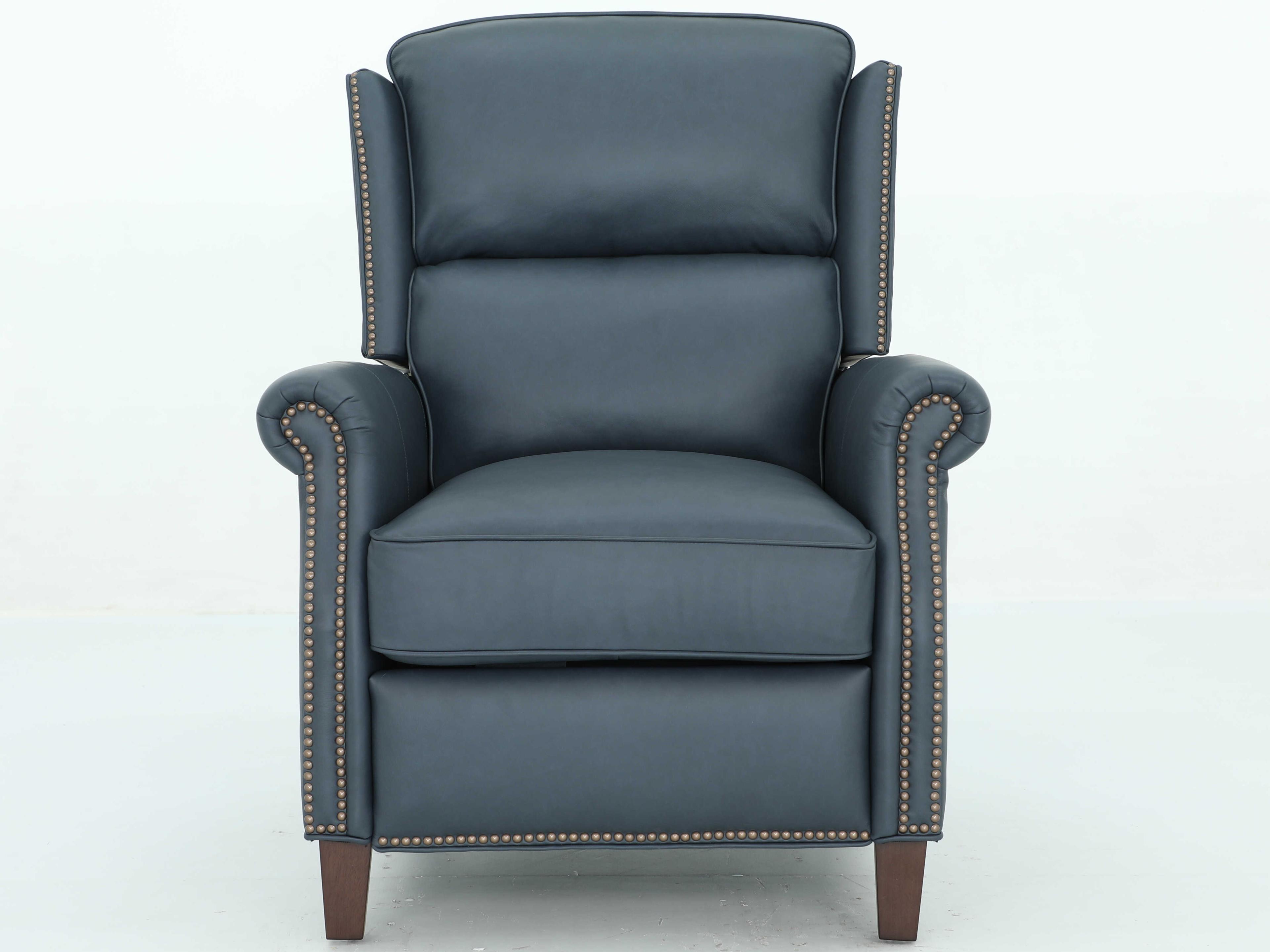 Barcalounger Vintage Shasta Santa Fe Ocean Blue Leather Recliner