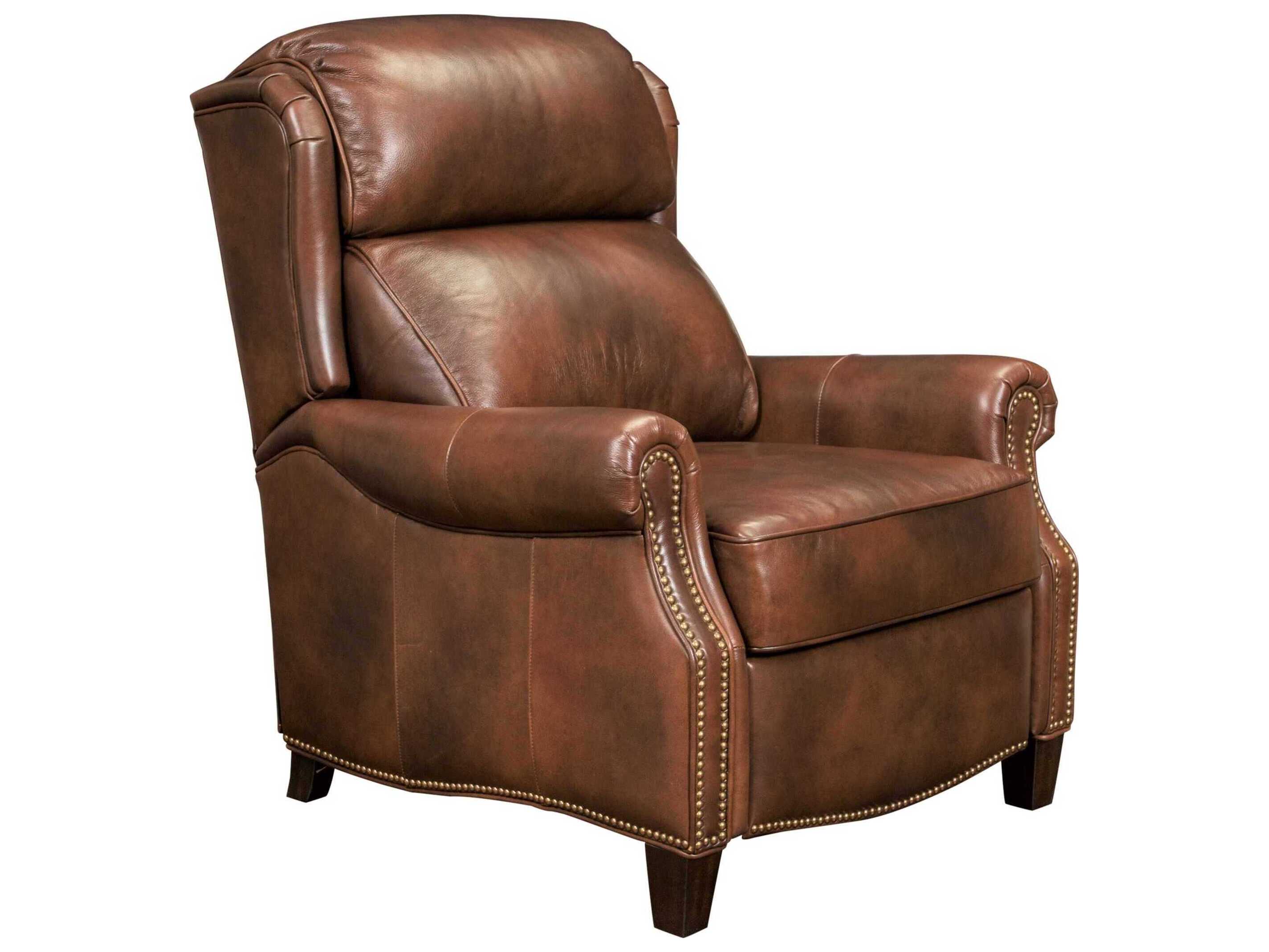 Barcalounger Vintage Meade Worthington Cognac Brown Leather Recliner