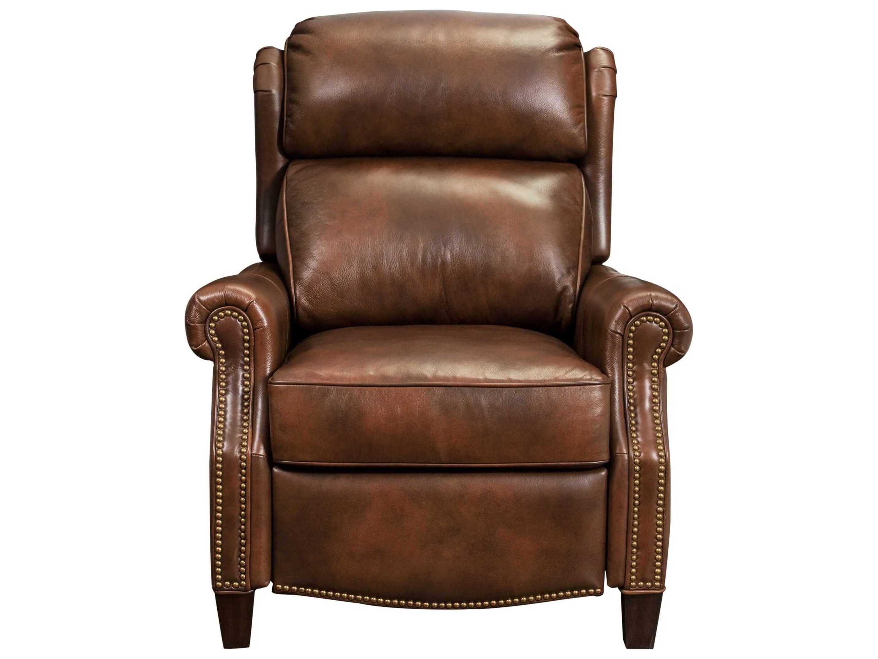 Barcalounger Vintage Meade Worthington Cognac Brown Leather Recliner