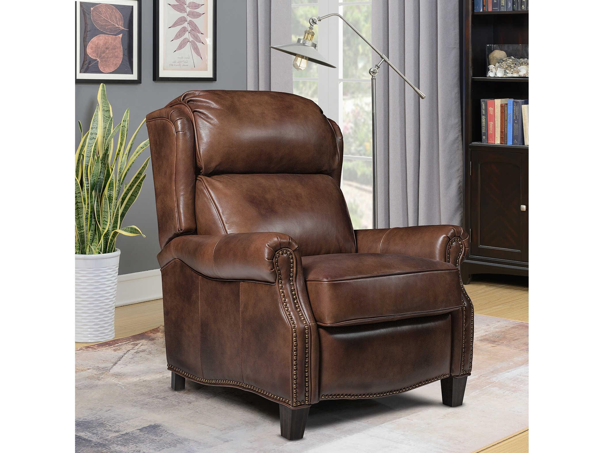 Barcalounger Vintage Meade Worthington Cognac Brown Leather Recliner