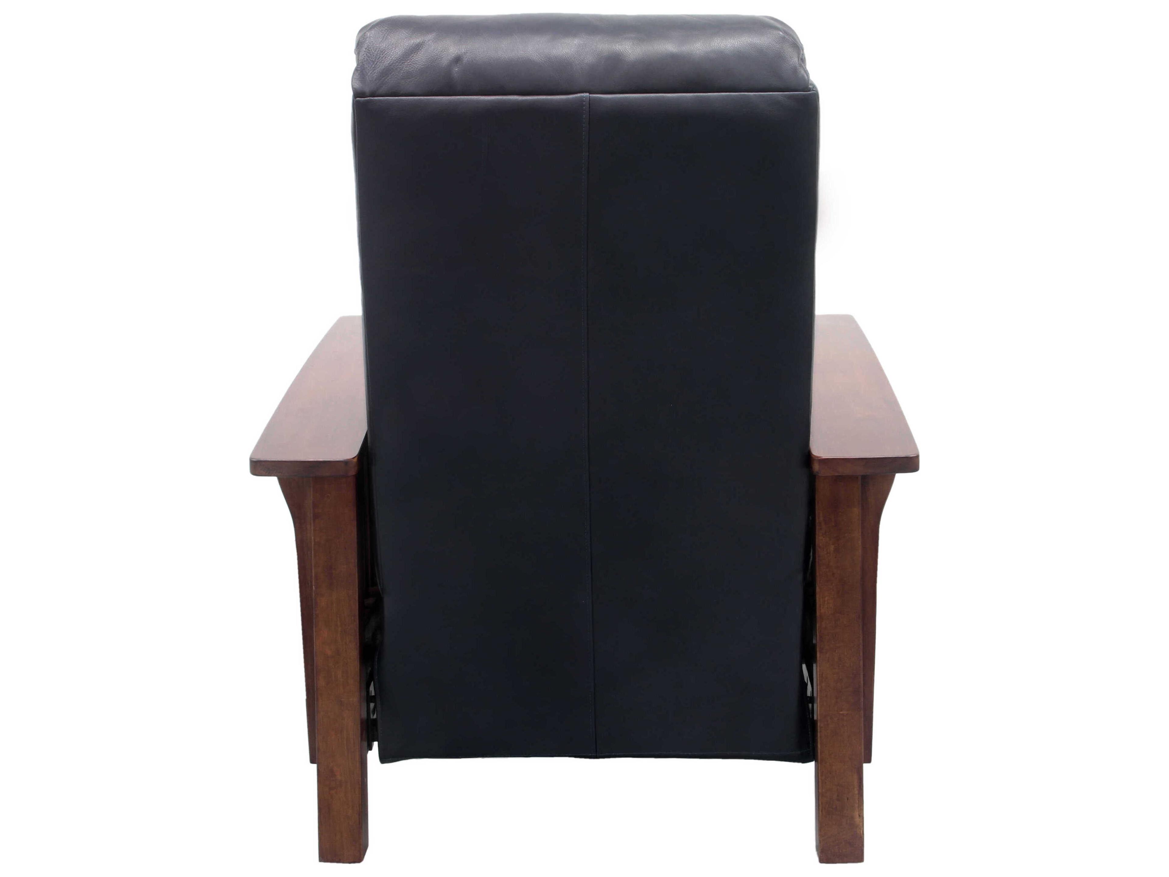 Barcalounger Woodlands Mission Shoreham Blue Leather Recliner