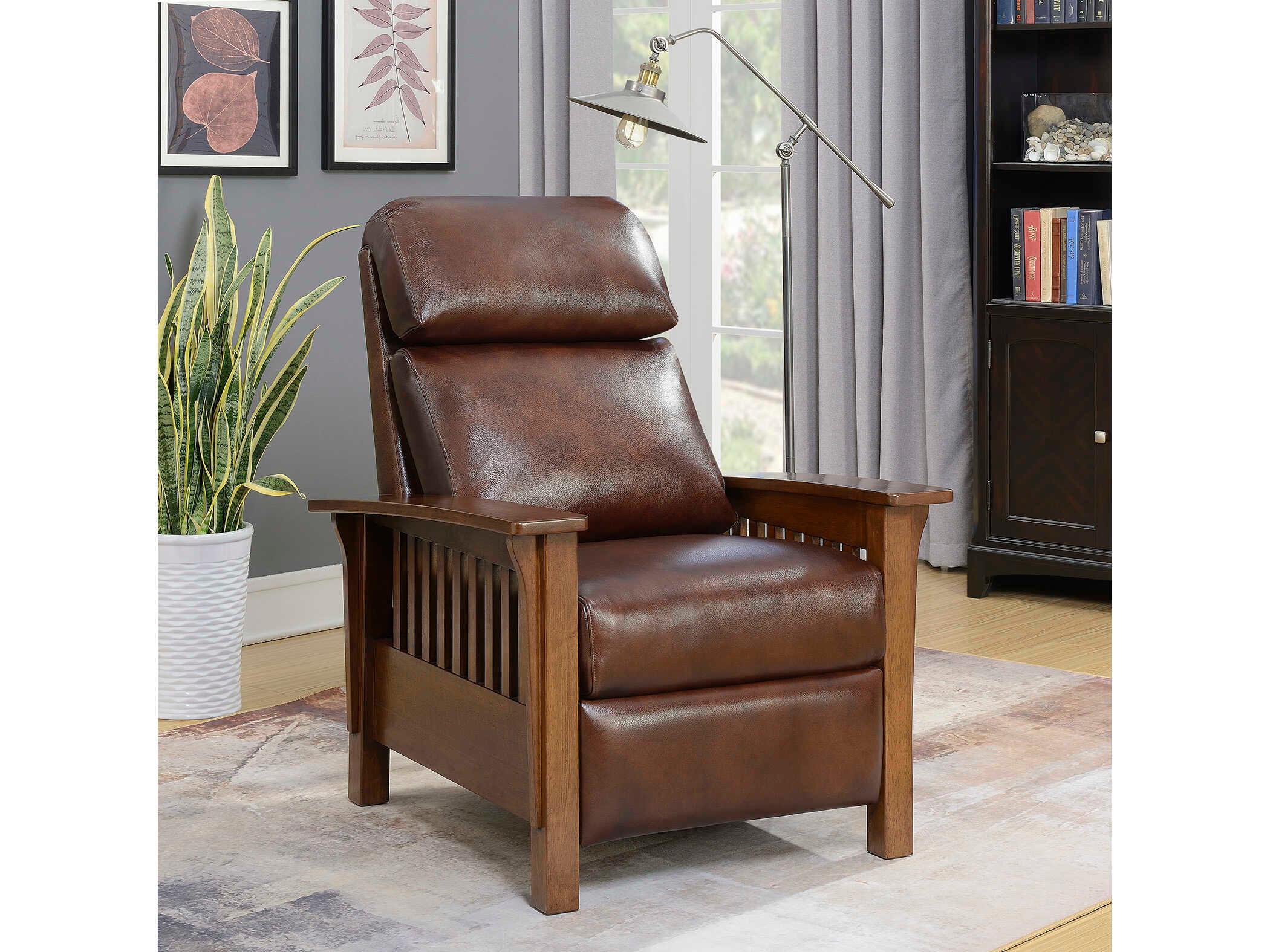 Barcalounger Woodlands Mission Wenlock Fudge Brown Leather Recliner