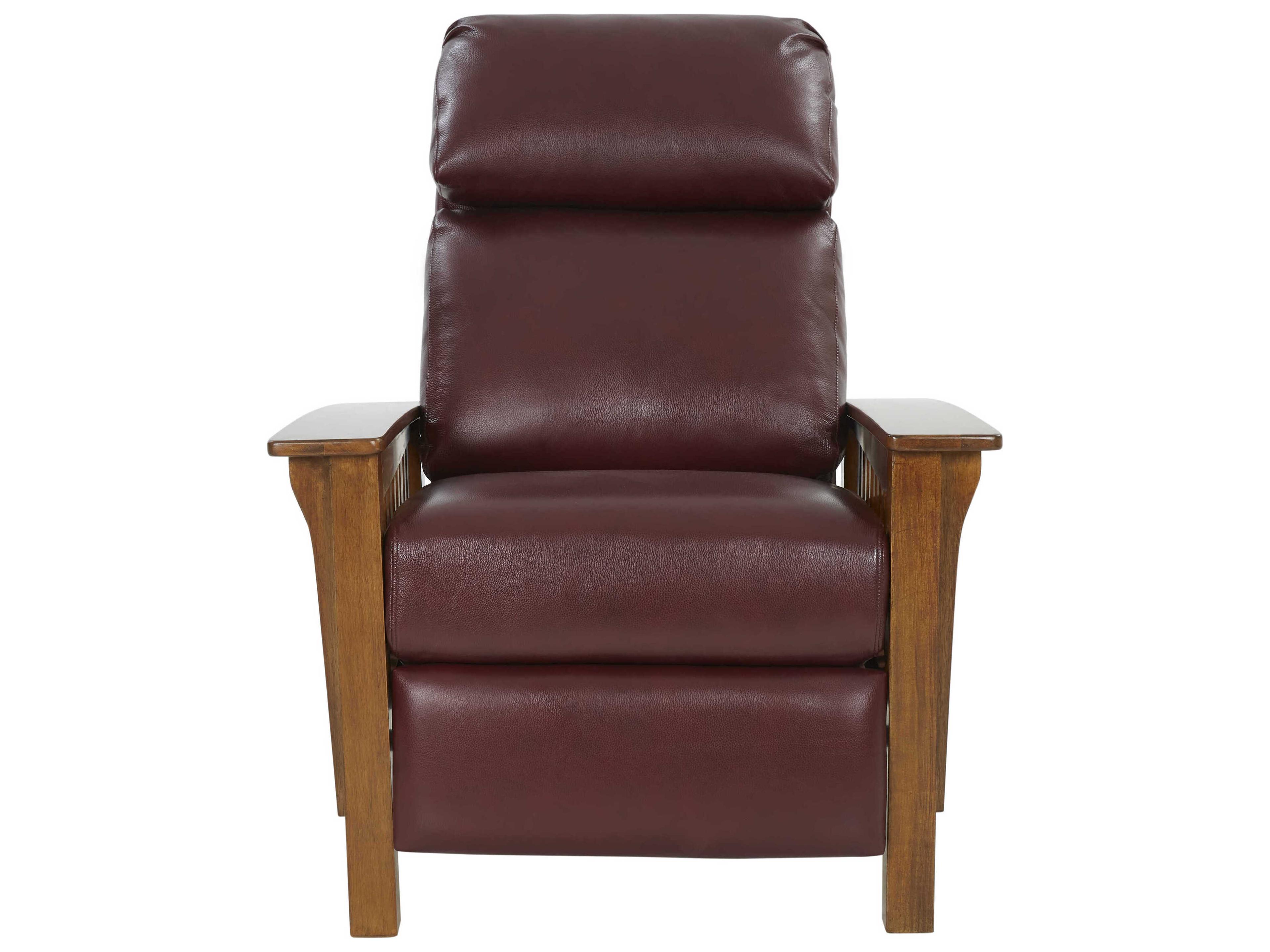 Barcalounger Woodlands Mission Marisol Cabernet Red Leather Recliner