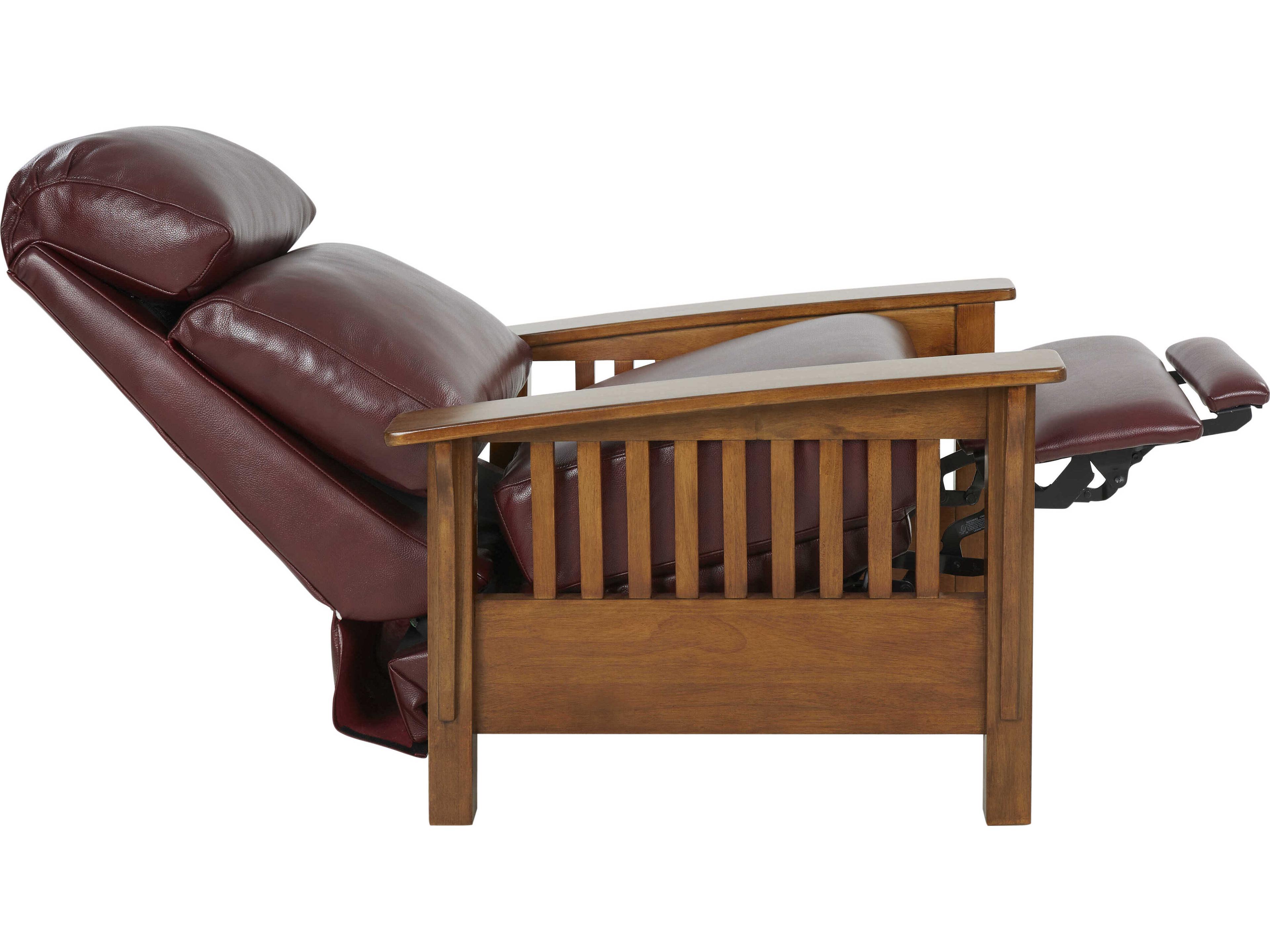 Barcalounger Woodlands Mission Marisol Cabernet Red Leather Recliner