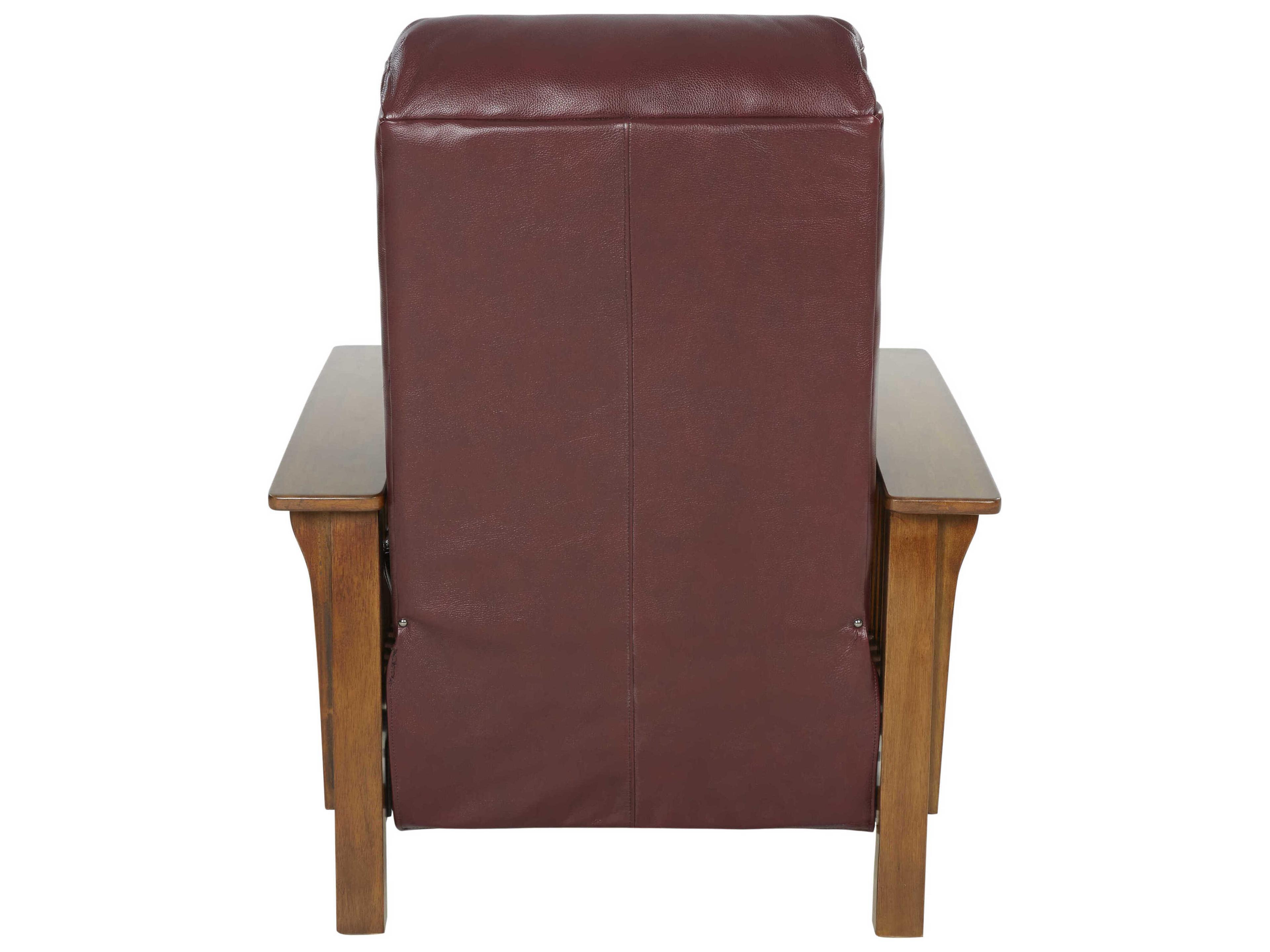 Barcalounger Woodlands Mission Marisol Cabernet Red Leather Recliner