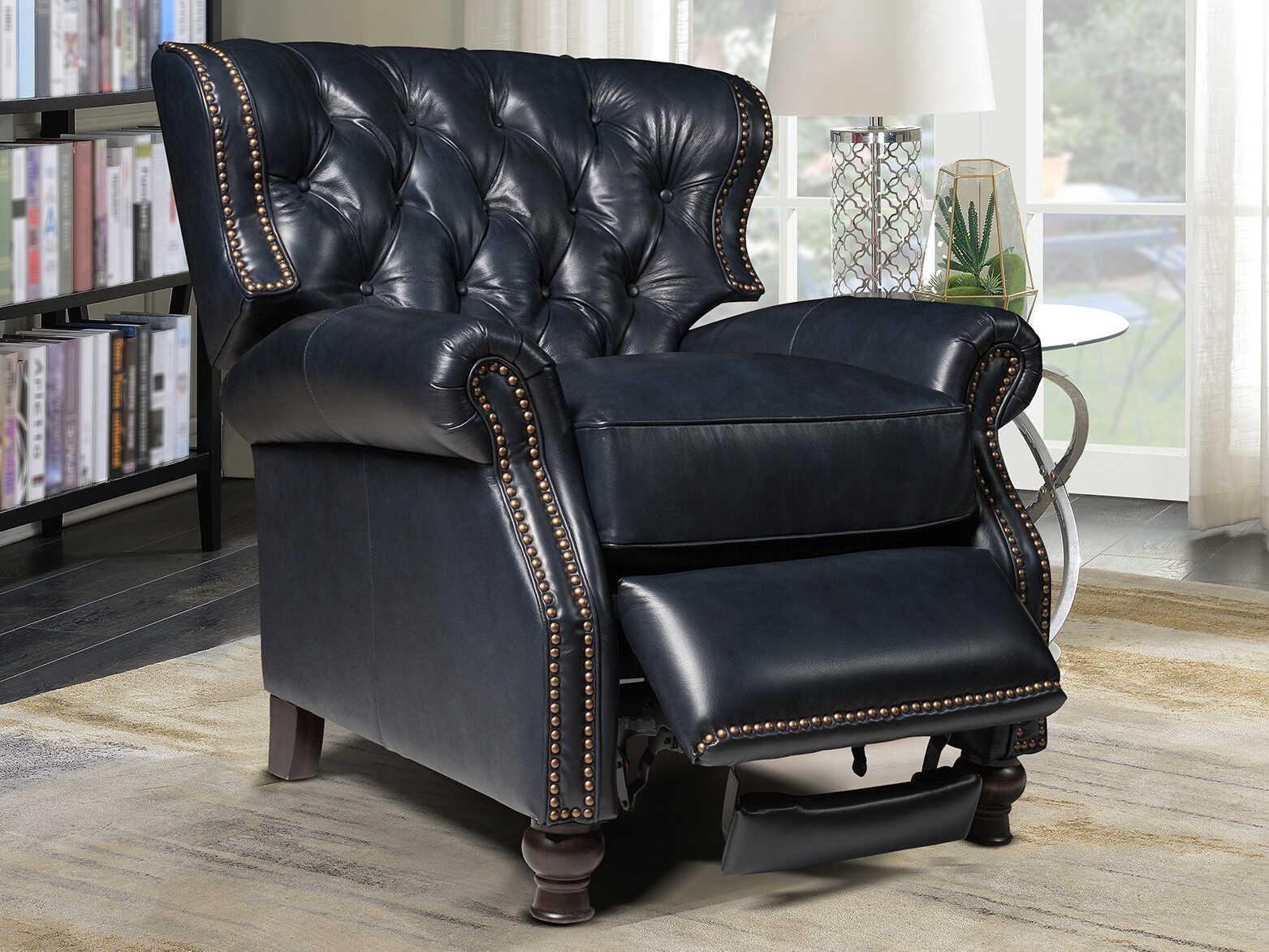 Barcalounger Vintage Presidential Shoreham Blue Leather Recliner