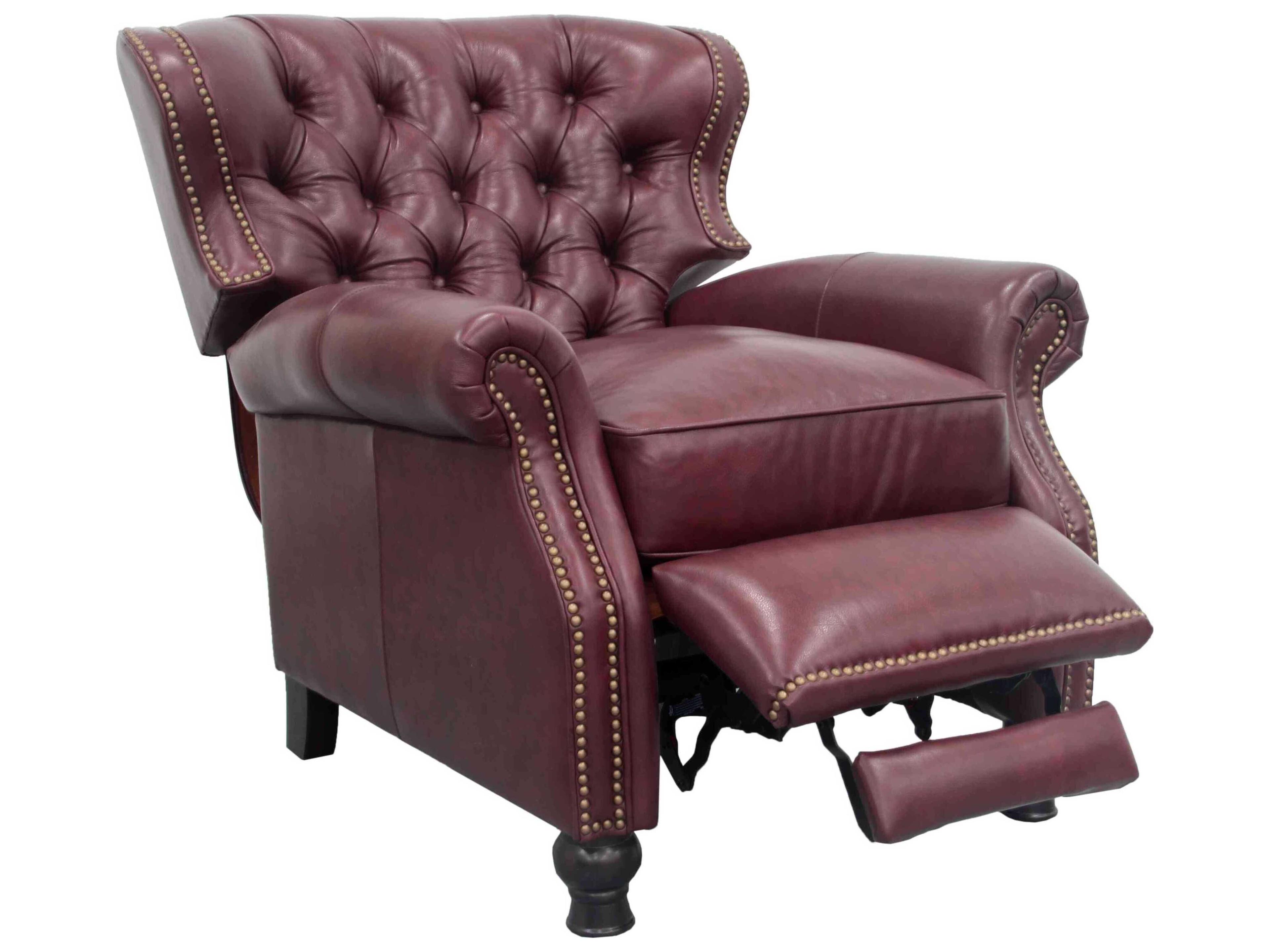 Barcalounger Vintage Presidential Shoreham Wine Burgundy Leather Recliner