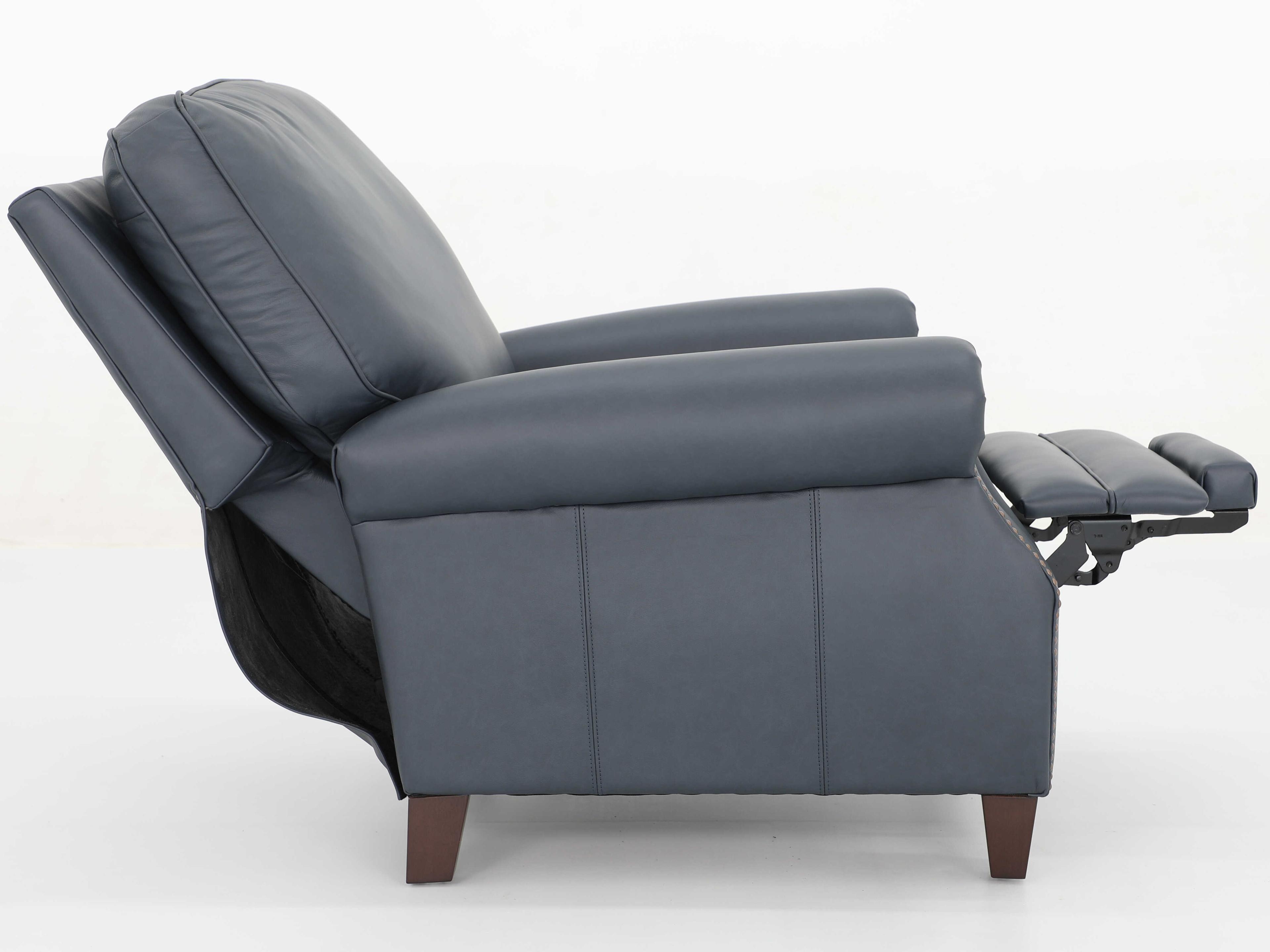 Barcalounger Vintage Briarwood Santa Fe Ocean Blue Leather Recliner