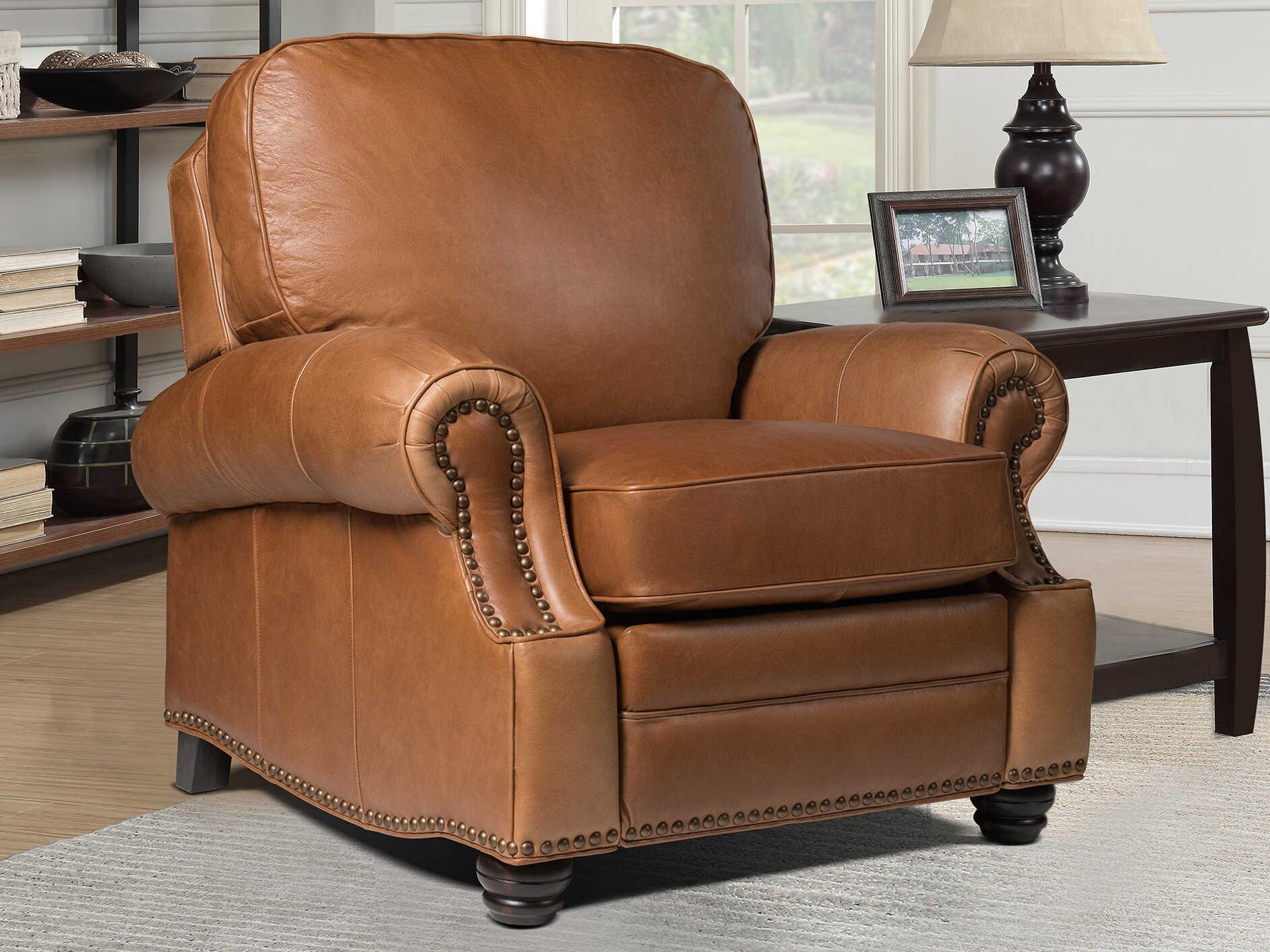 Barcalounger Vintage Longhorn Chaps Saddle Brown Leather Recliner